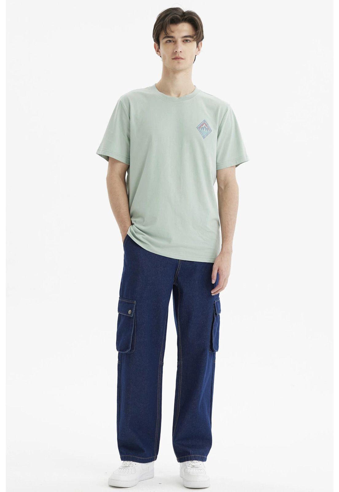 Polera Hombre Regular Print Frontal Verde Claro-3