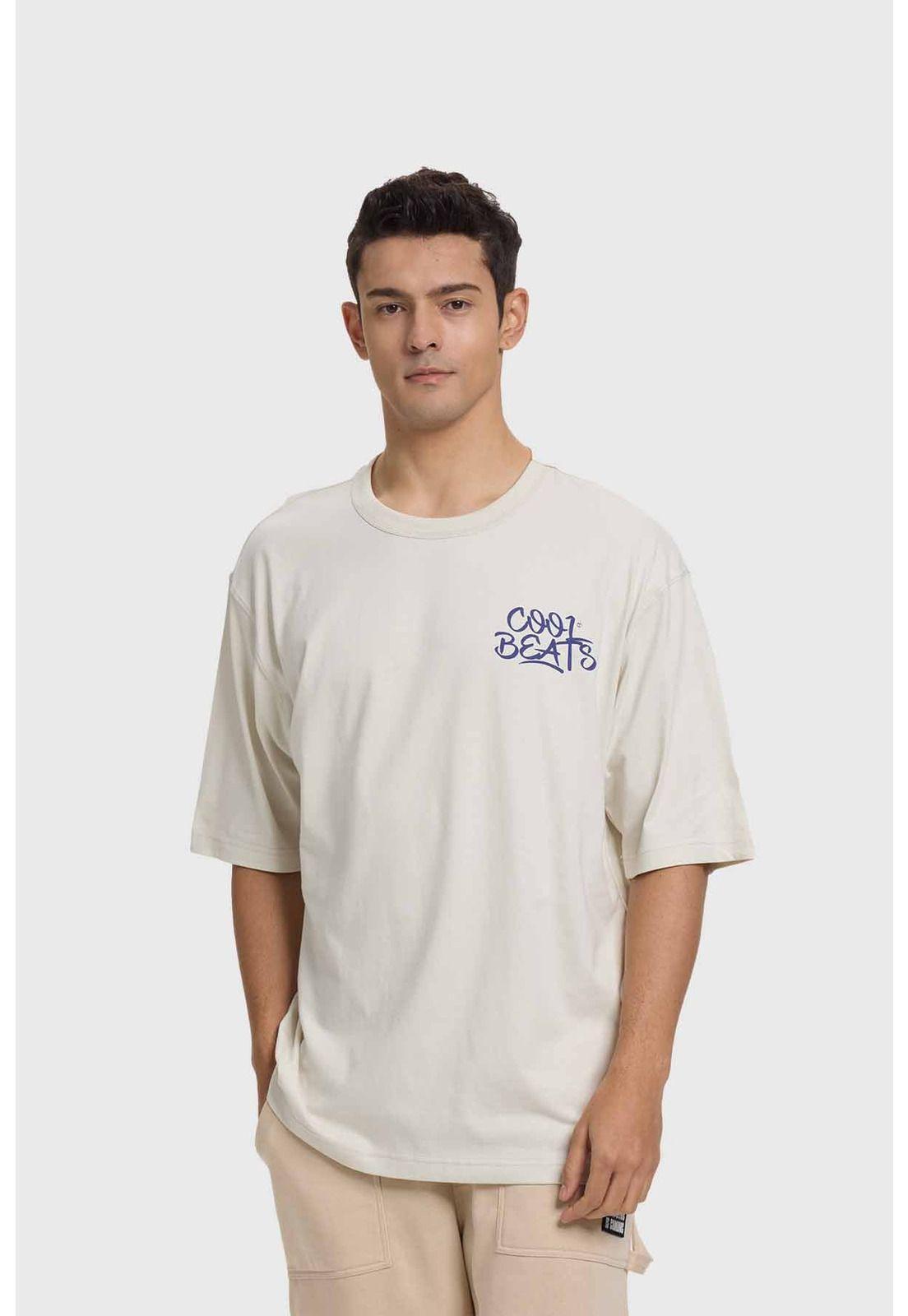 Polera Hombre Doble Print Beige-0