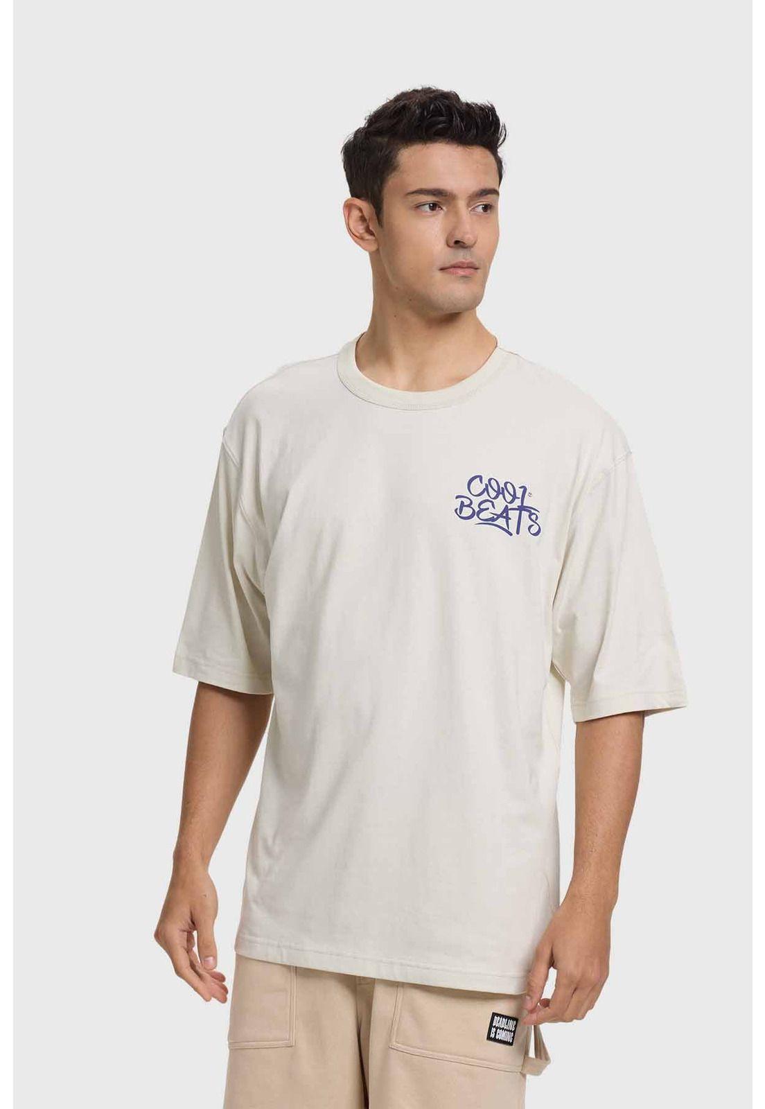 Polera Hombre Doble Print Beige-1