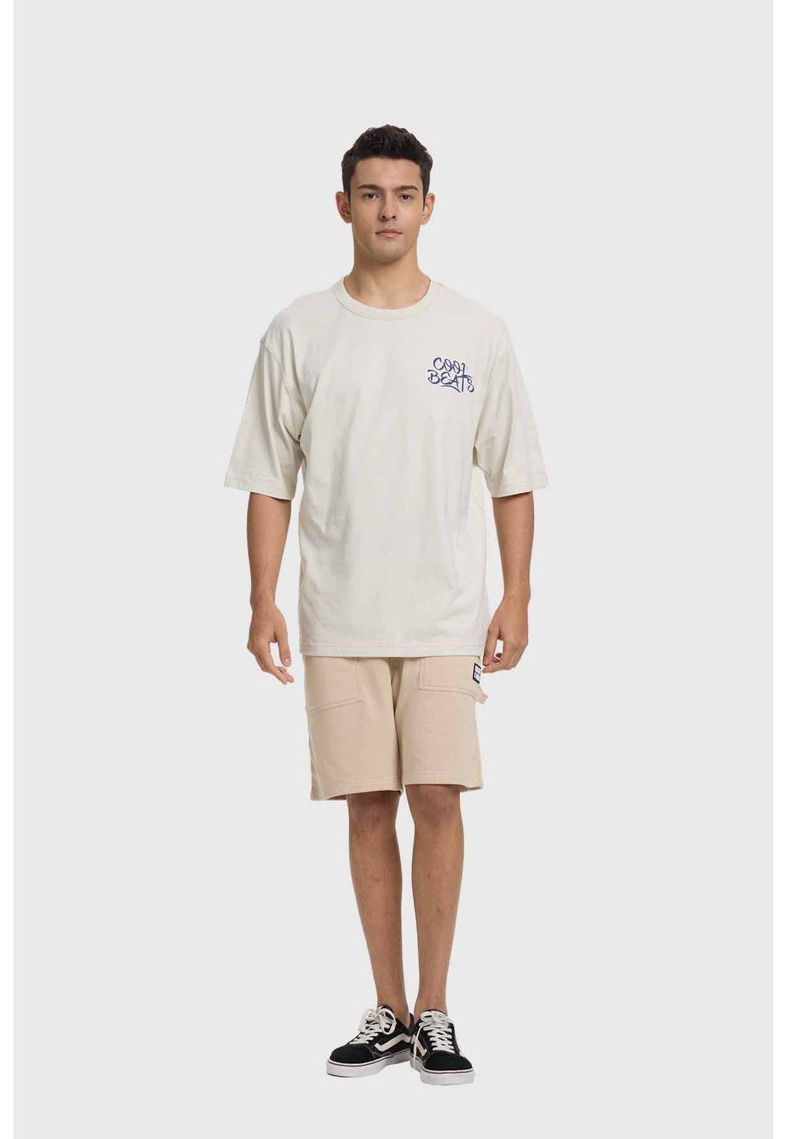 Polera Hombre Doble Print Beige-3