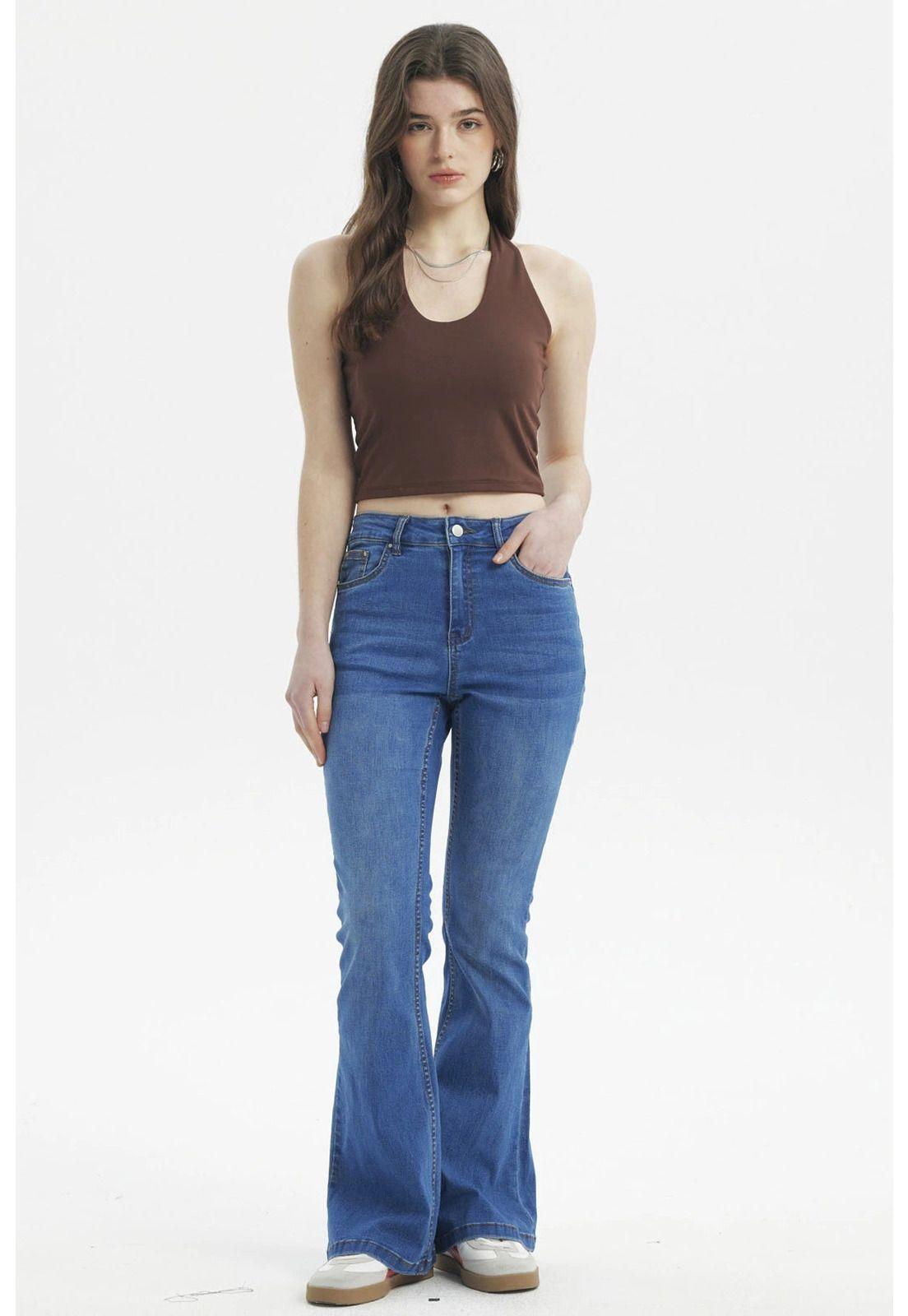 Polera Peto Mujer Halter Liso Crop Café-3