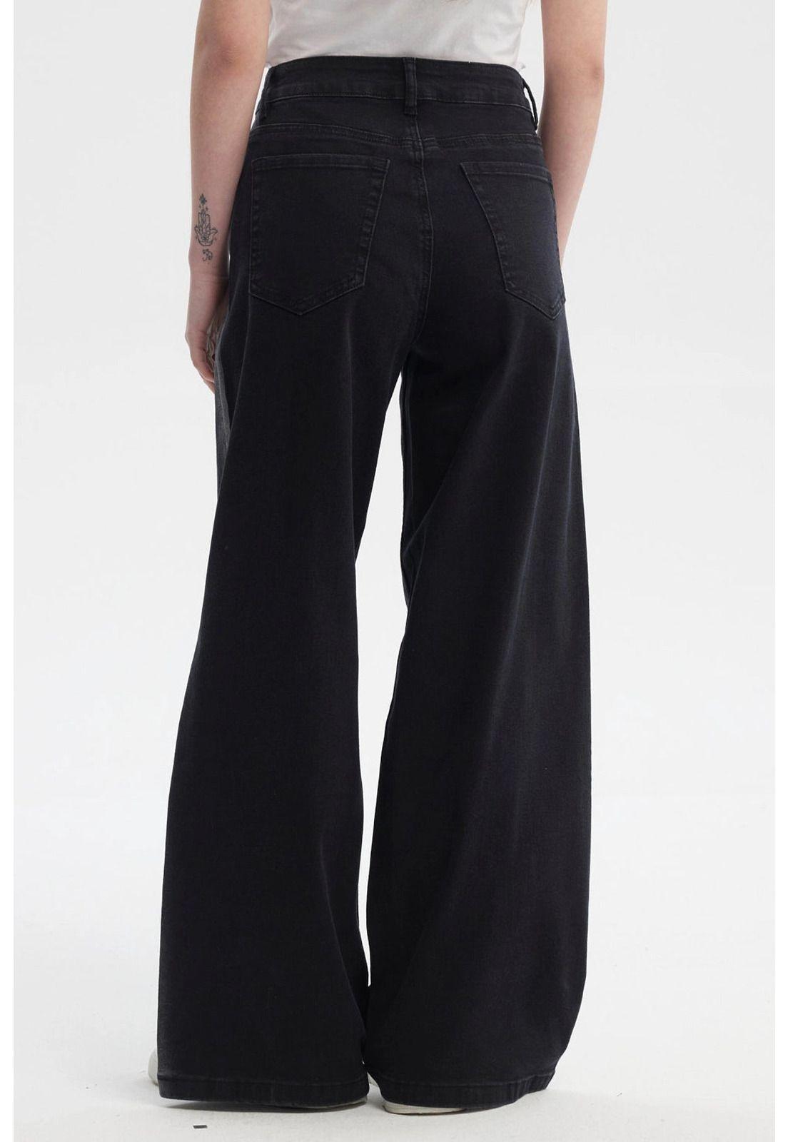 Jeans Mujer Baggy Linea Focalizada Lateral Negro-2