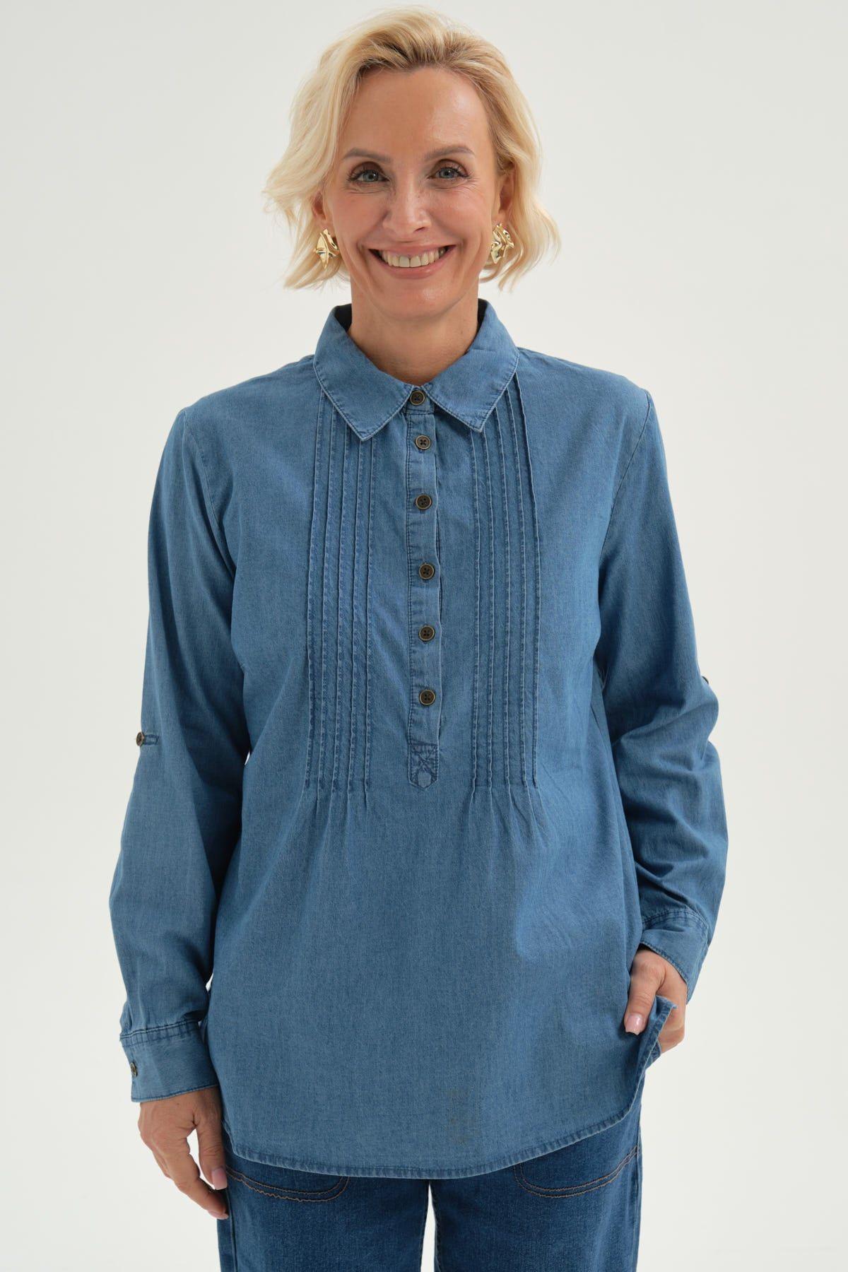 Blusa Mujer Denim Azul Claro-0