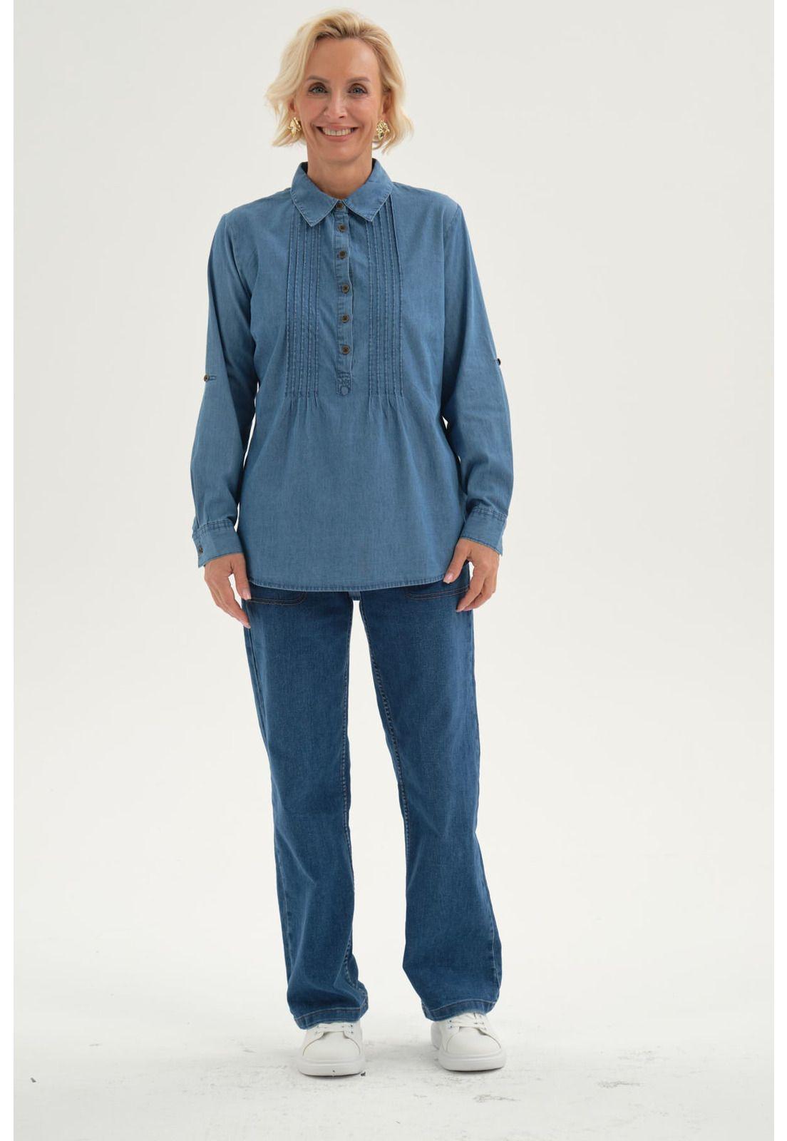 Blusa Mujer Denim Azul Claro-3