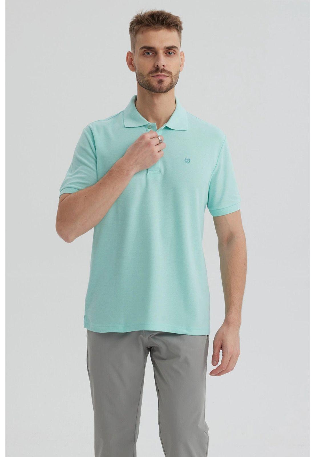 Polera Hombre Piqué Básica Lisa Verde Claro-0