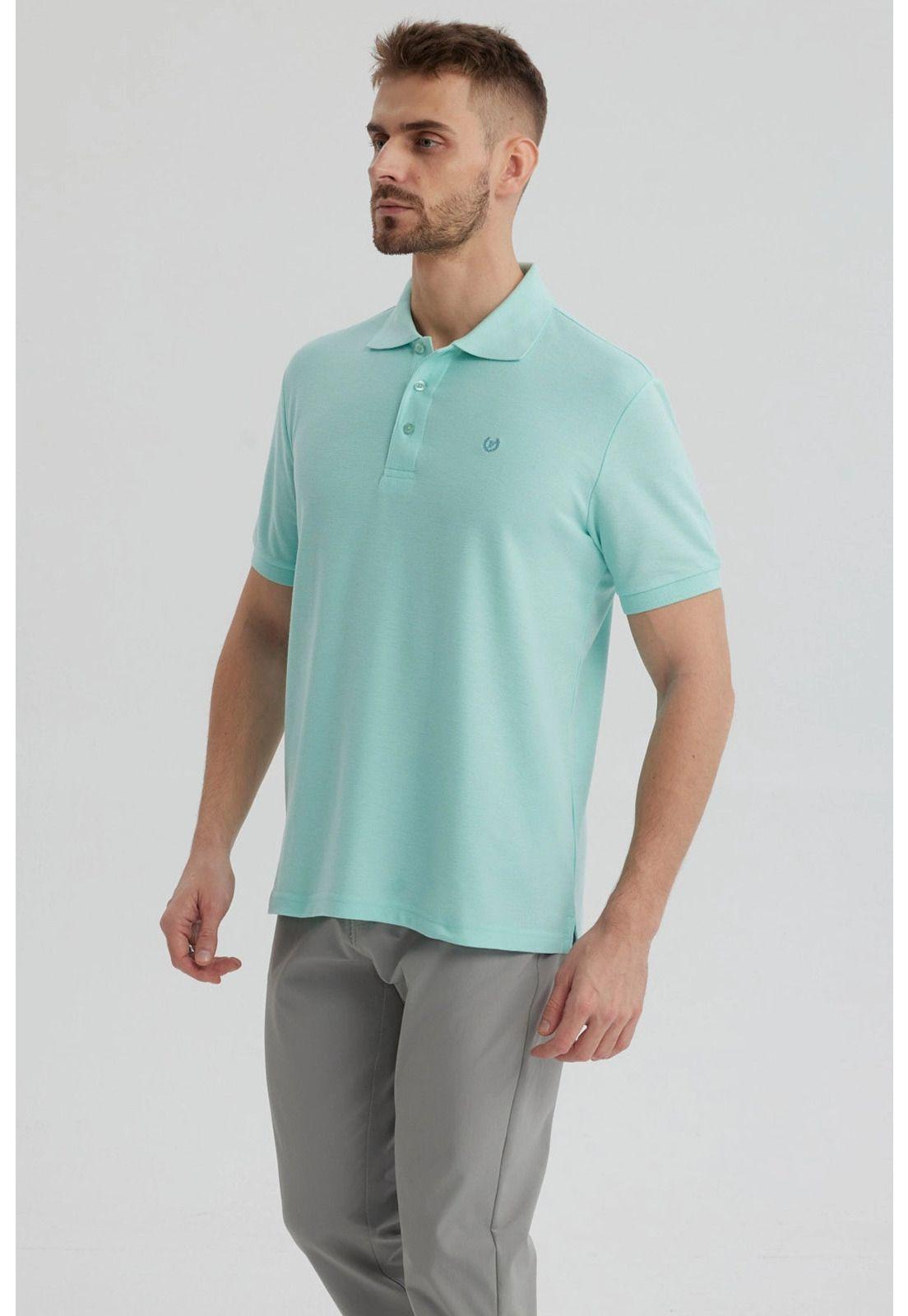 Polera Hombre Piqué Básica Lisa Verde Claro-1