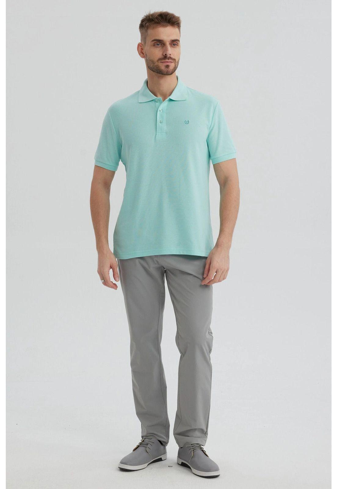 Polera Hombre Piqué Básica Lisa Verde Claro-3