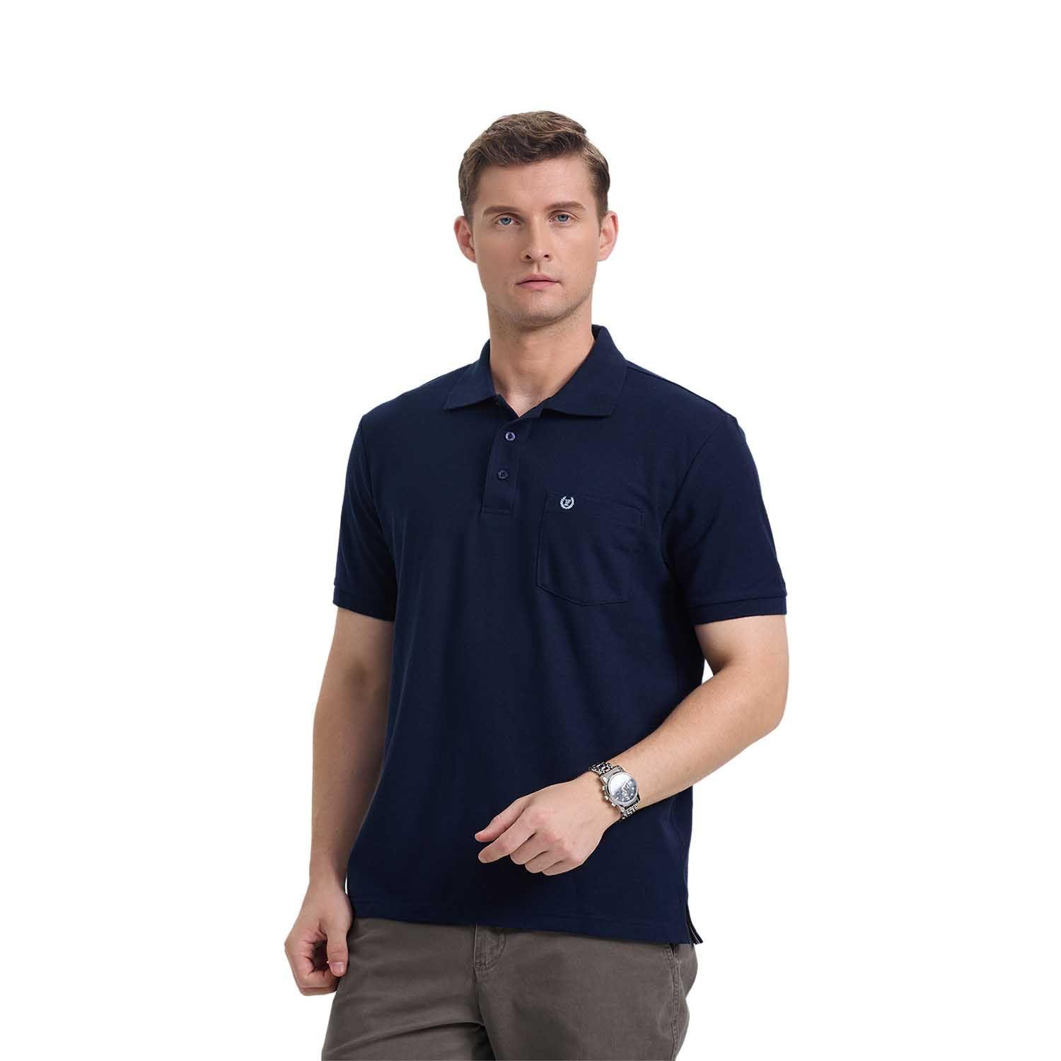 Polera Hombre Pique Básica Lisa Azul Marino Fashion's Park-0