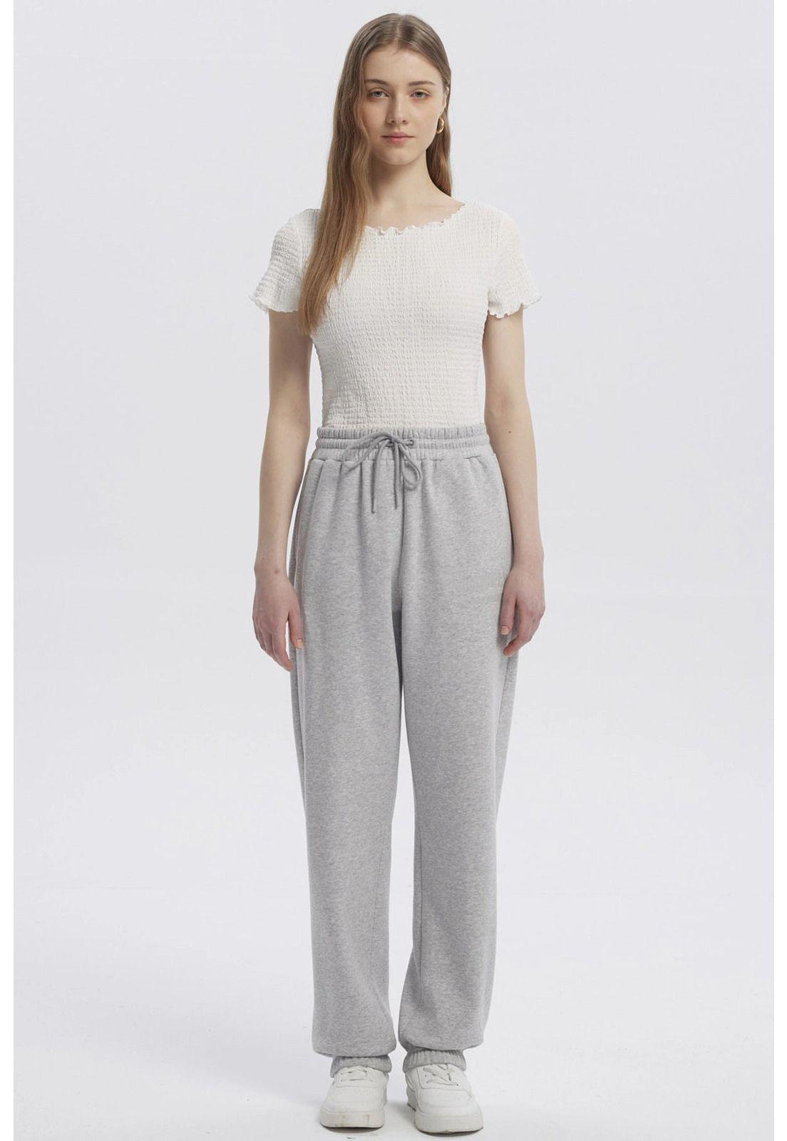 Pantalón Buzo Mujer Jogger Gris Melange - lll-3