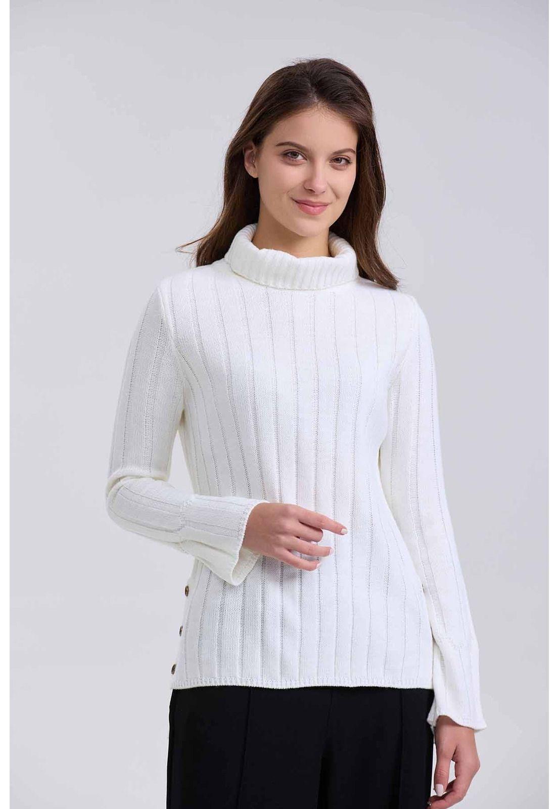 Sweater Mujer Botones Crudo-0