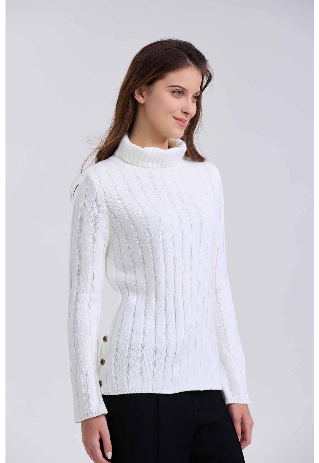 Sweater Mujer Botones Crudo-1
