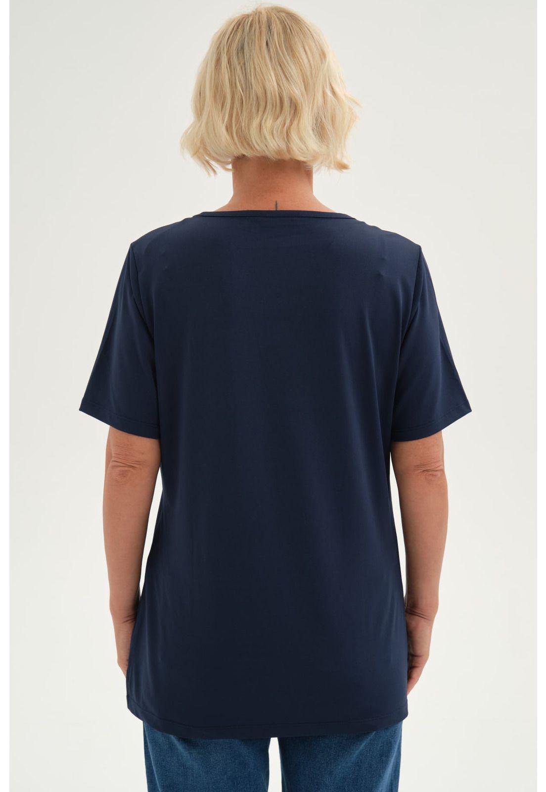 Polera Mujer Detalle Cuello Azul-2