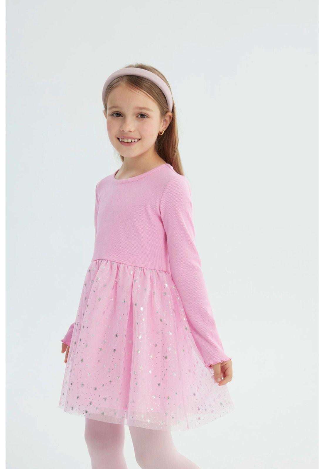 Vestido Niña Falda Midi Rosado-1