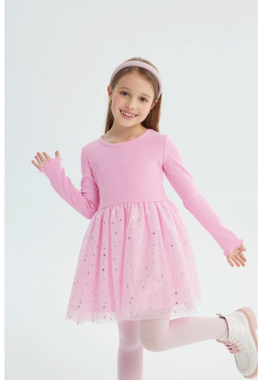 Vestido Niña Falda Midi Rosado-3