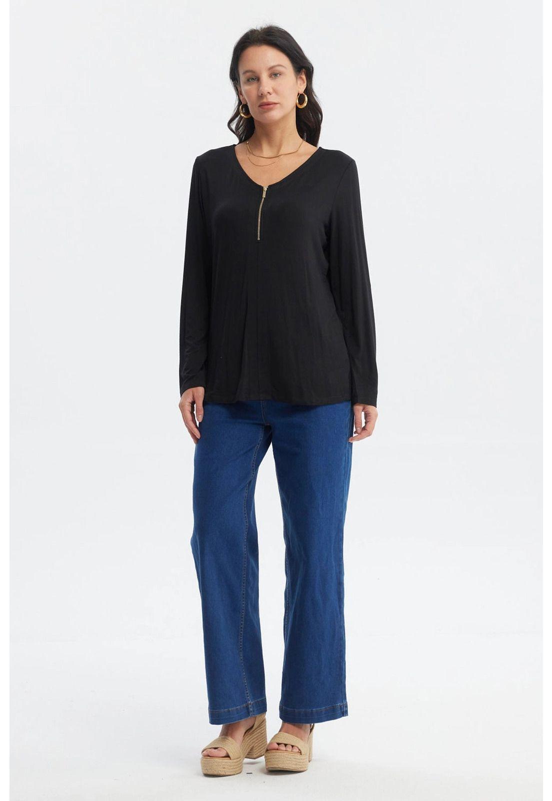 Polera Mujer Media Pata Con Cierre Negro-3