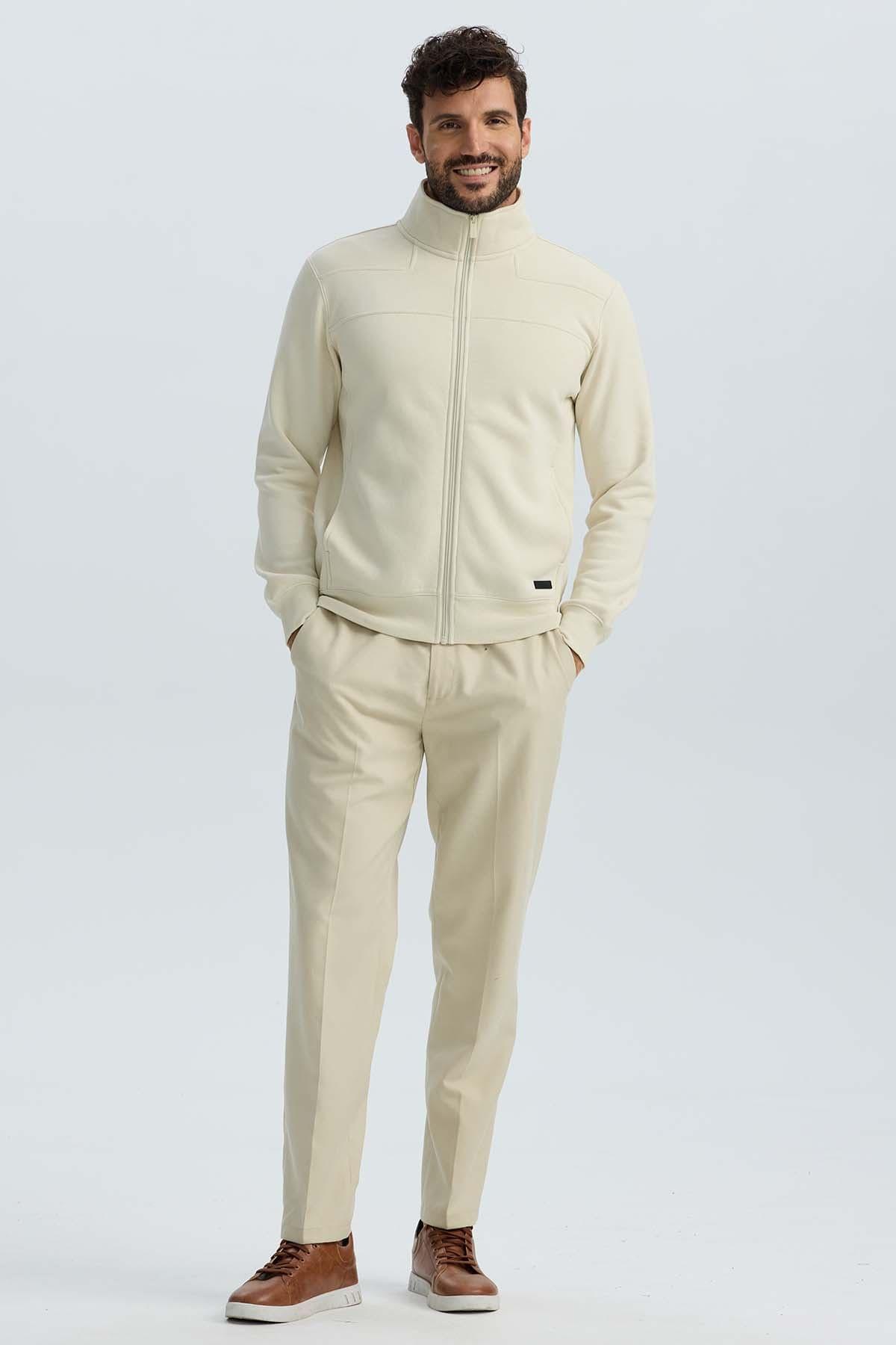 Polerón Hombre Full Zipper Beige II-0