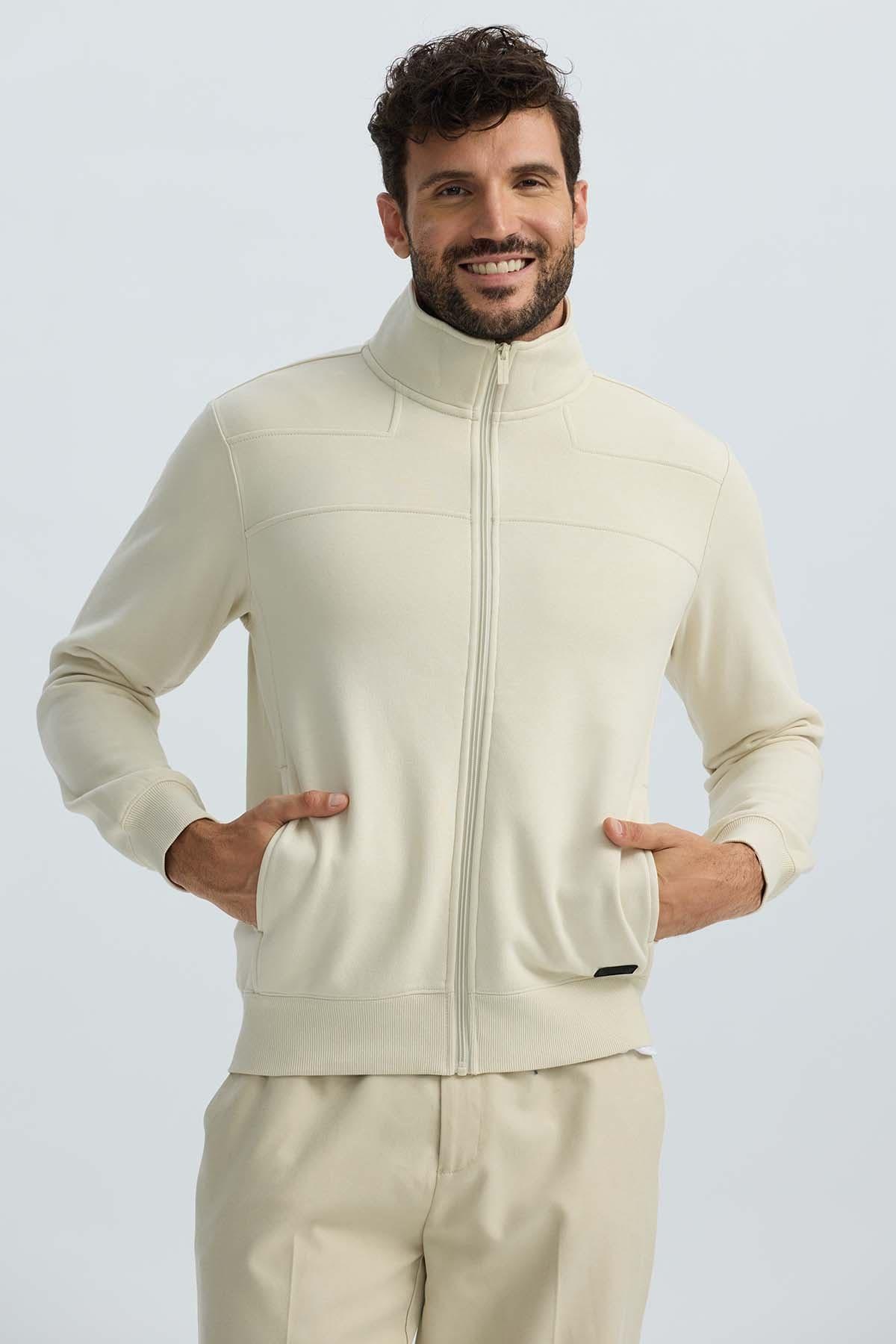 Polerón Hombre Full Zipper Beige II-1