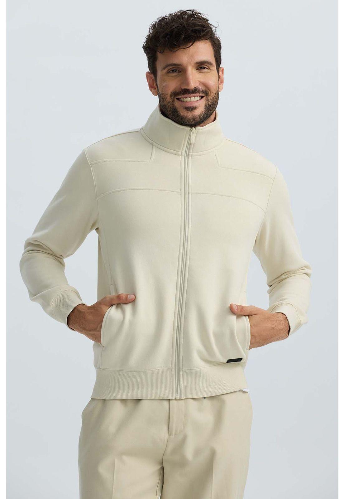 Polerón Hombre Full Zipper Beige-2