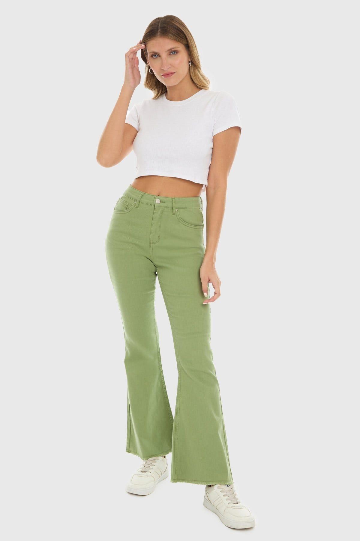 Jeans Mujer Flare Monse Verde-4