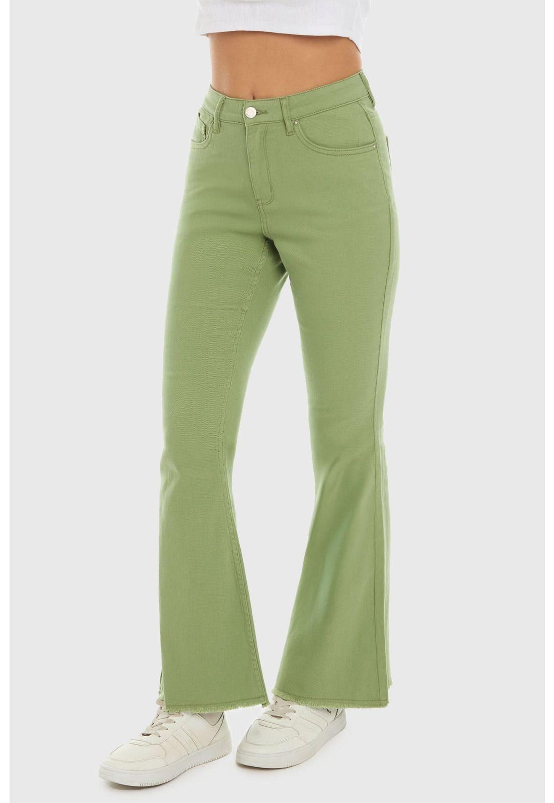 Jeans Mujer Flare Monse Verde-2