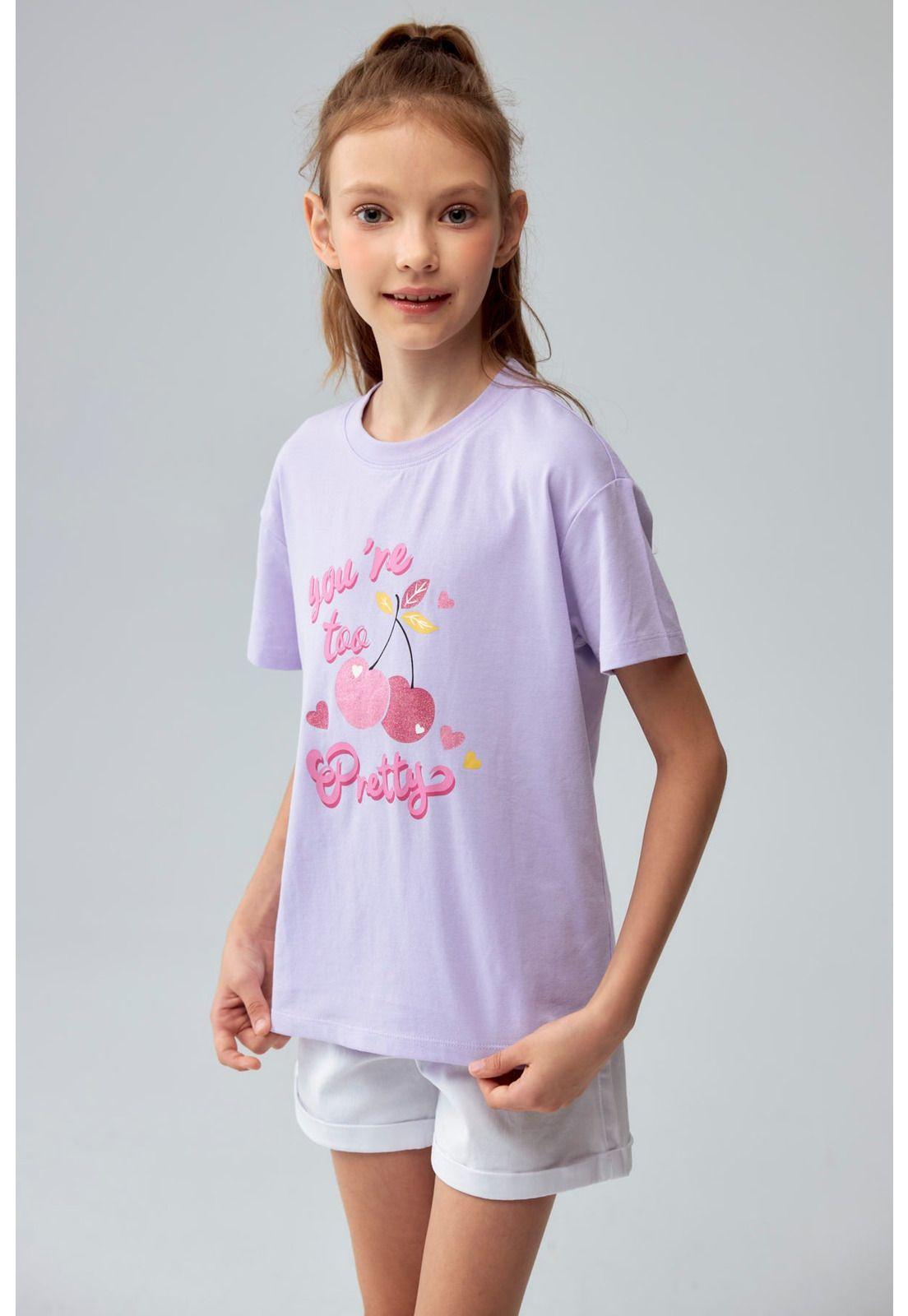 Polera Niña Con Glitter Lila-1