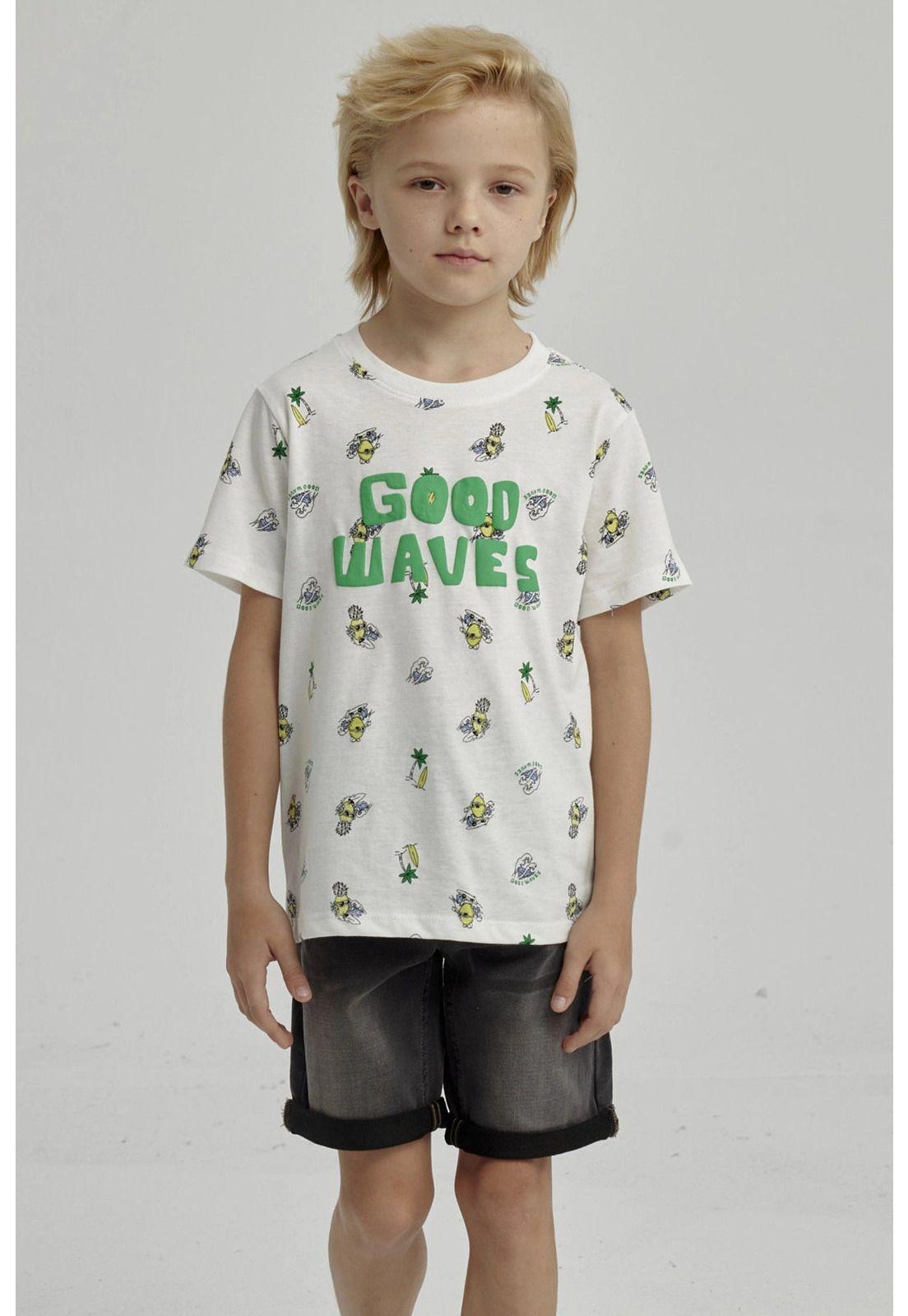 Polera Niño Mini Print Posicional Crudo-0