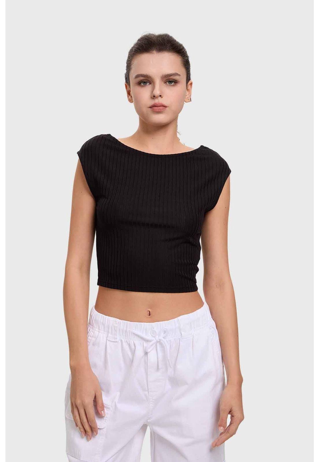 Polera Mujer Asimétrica Negro-0
