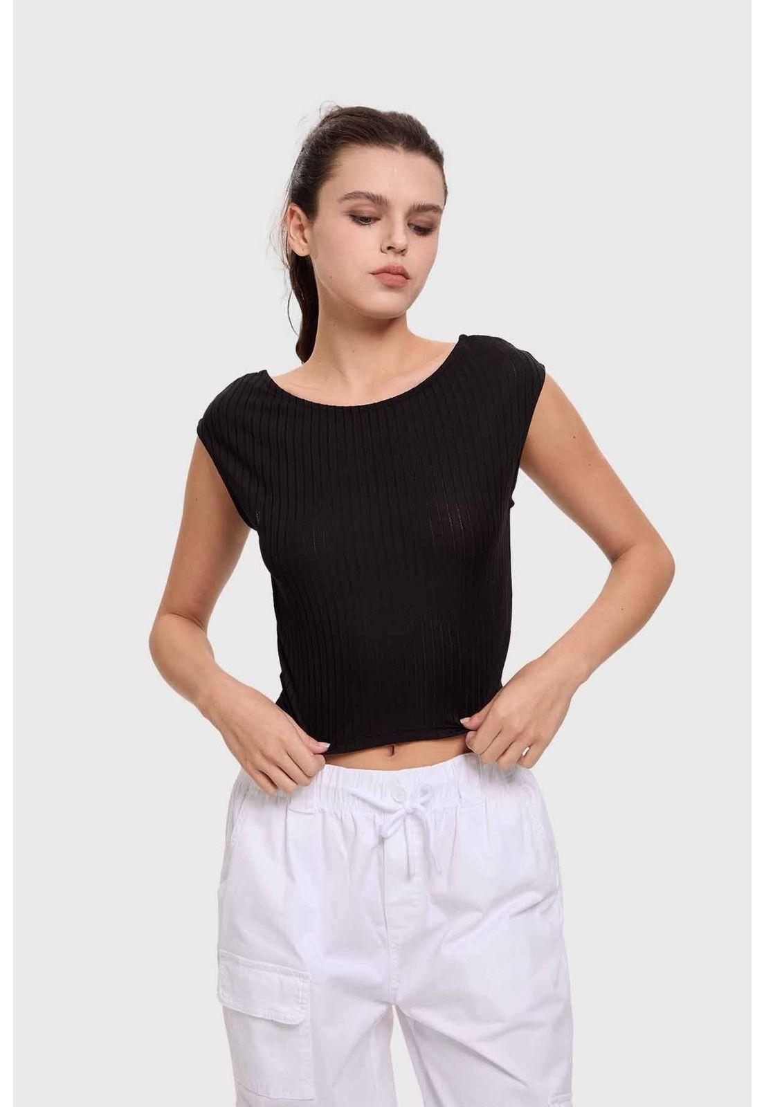 Polera Mujer Asimétrica Negro-1