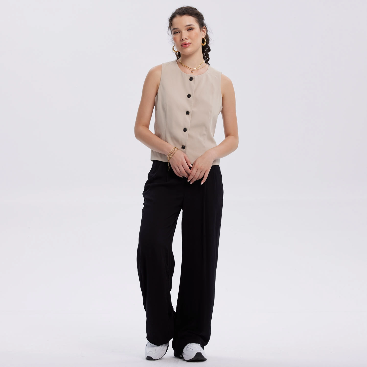 Blazer Mujer Abotonado Beige-0
