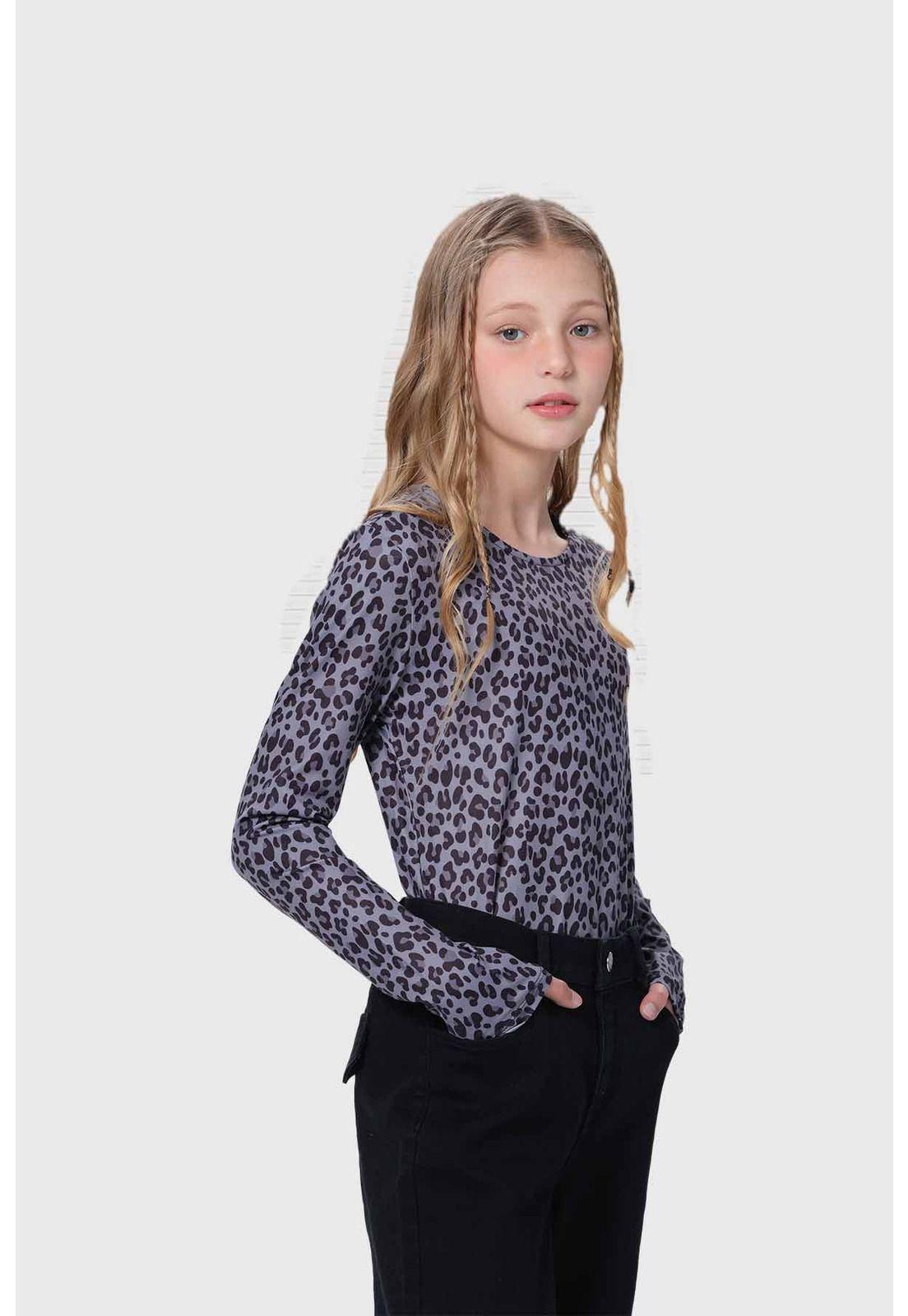 Polera Niña Animal Print Gris-1