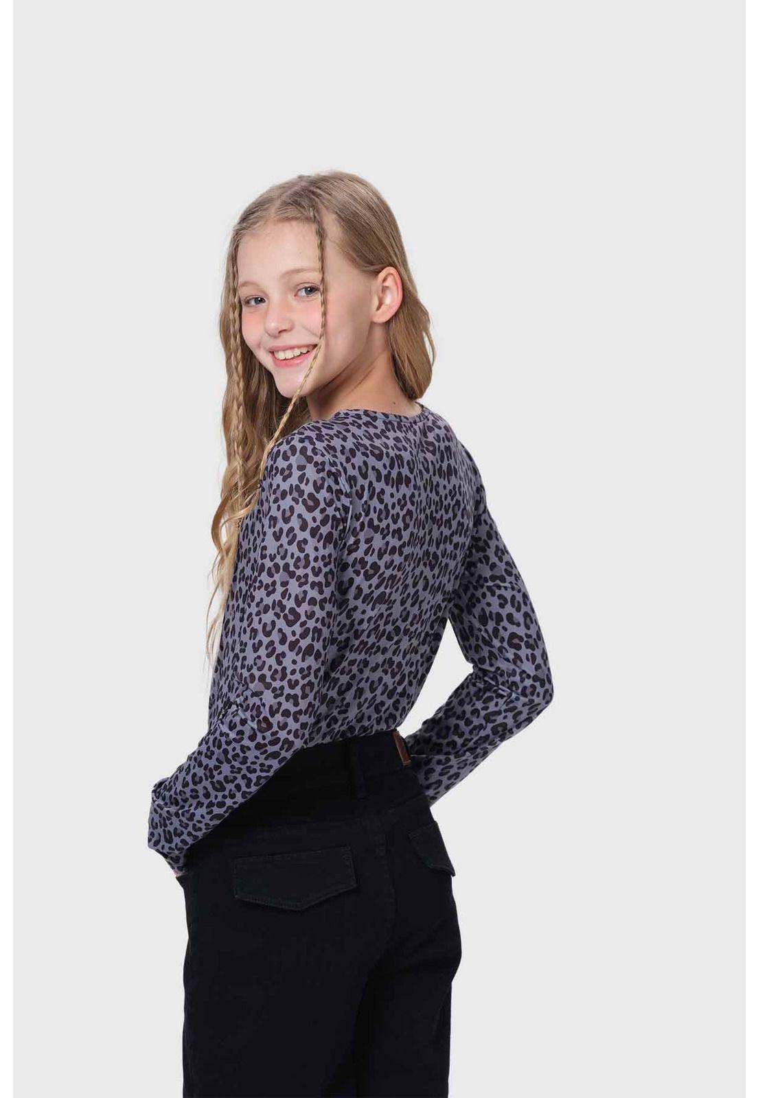 Polera Niña Animal Print Gris-2