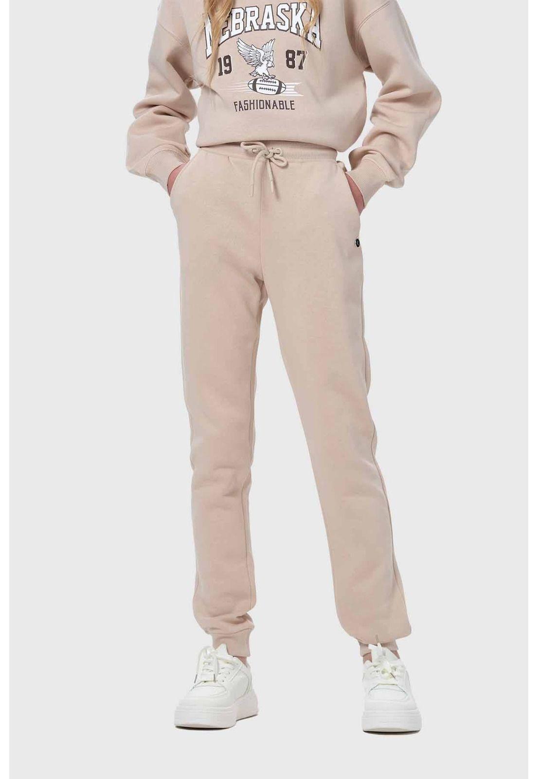 Pantalón Buzo Niña Jogger Beige-0