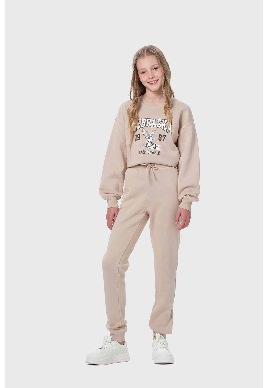 Pantalón Buzo Niña Jogger Beige-3
