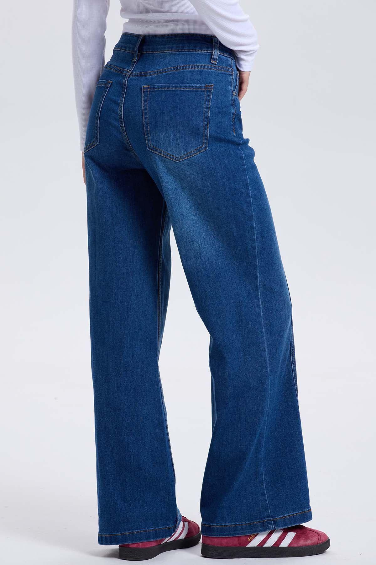 Jeans Mujer Wide Leg linea Azul-2