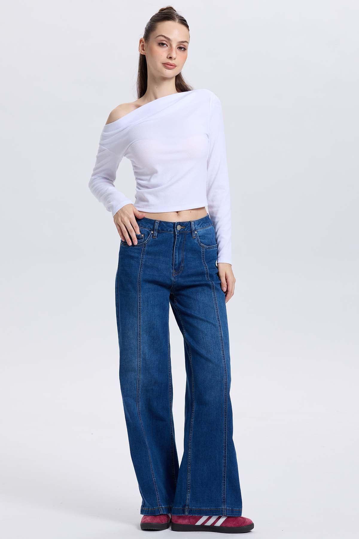 Jeans Mujer Wide Leg linea Azul-3