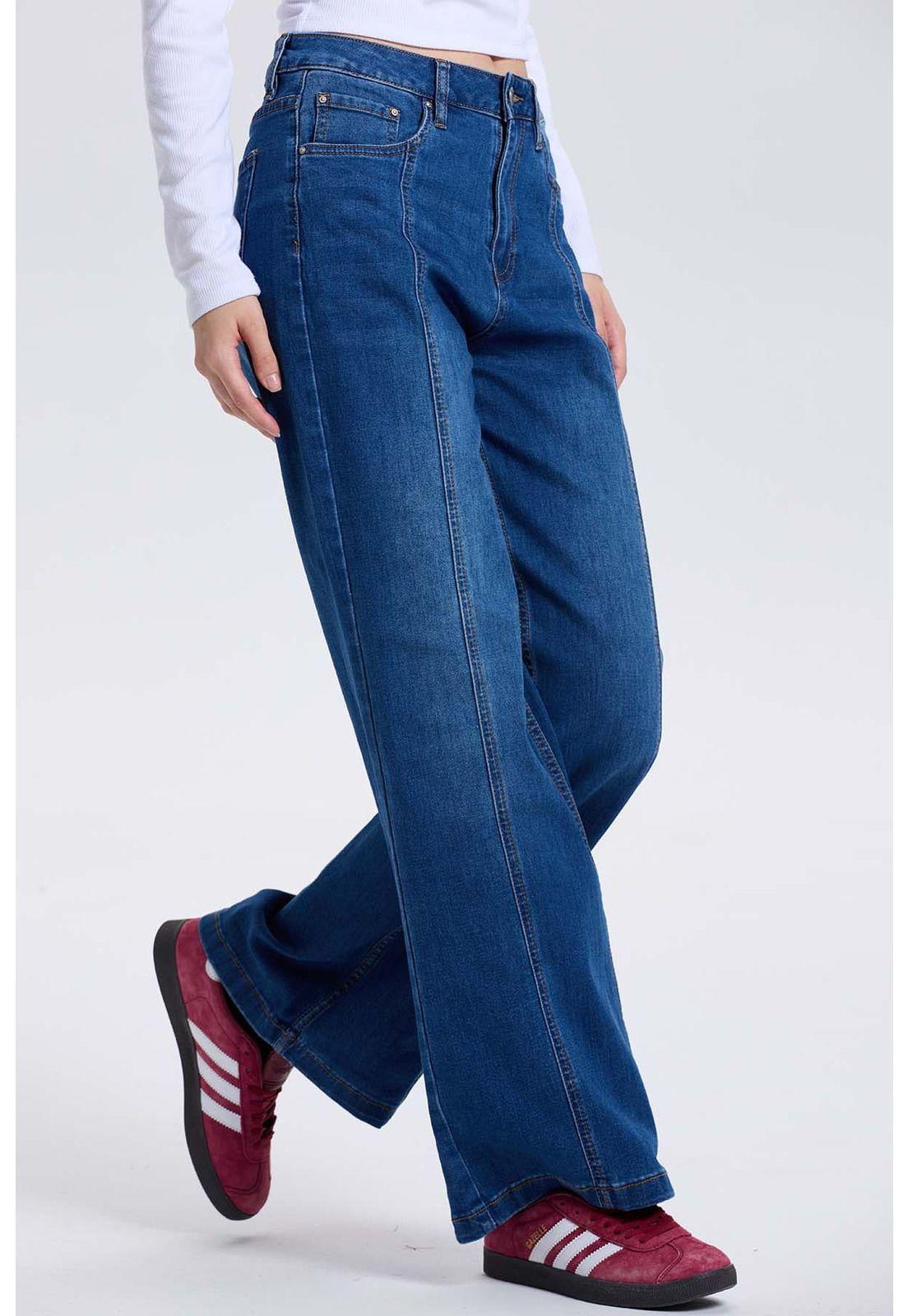 Jeans Mujer Wide Leg Línea Azul-1