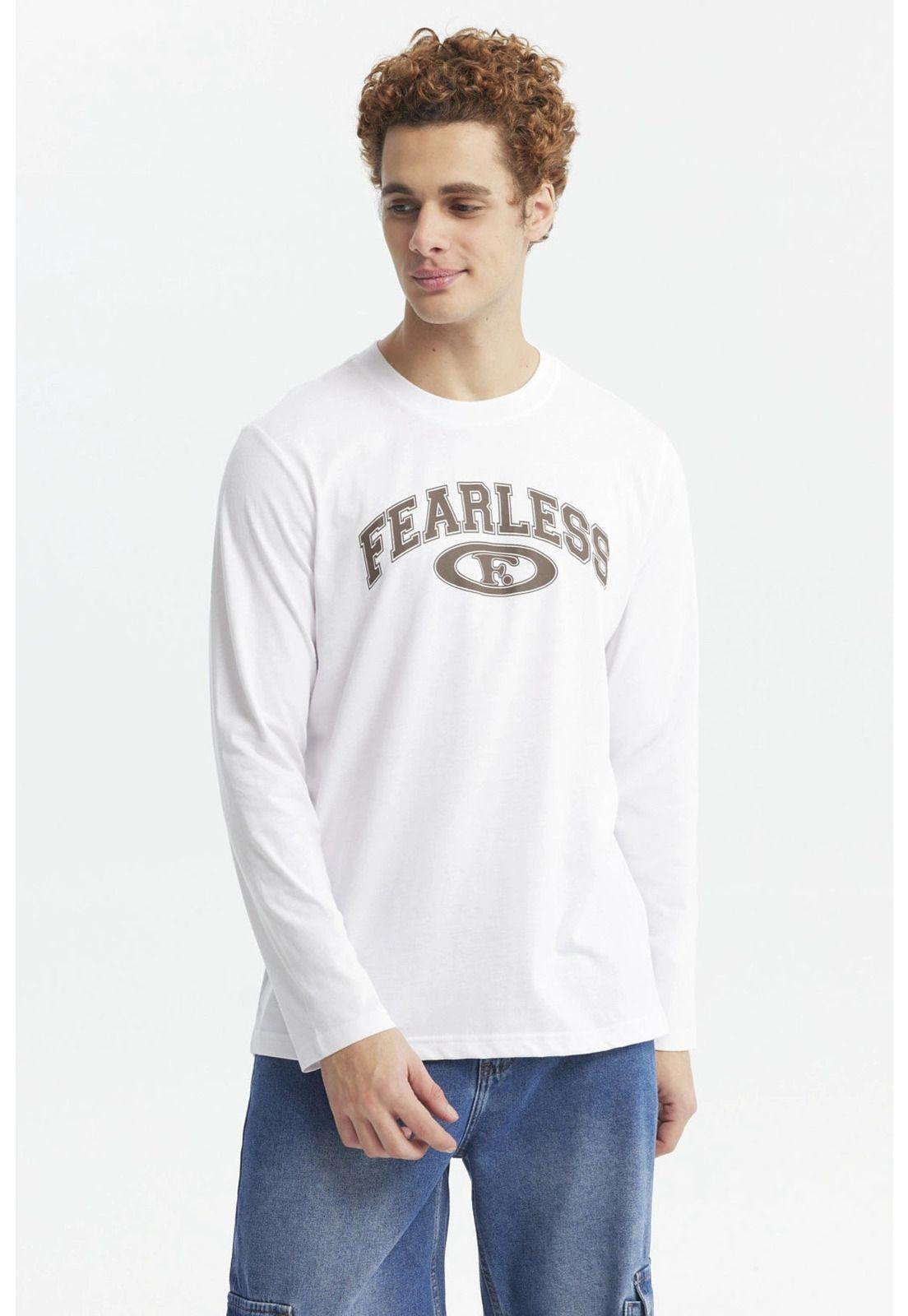 Polera Hombre Larga Con Print Blanco-0