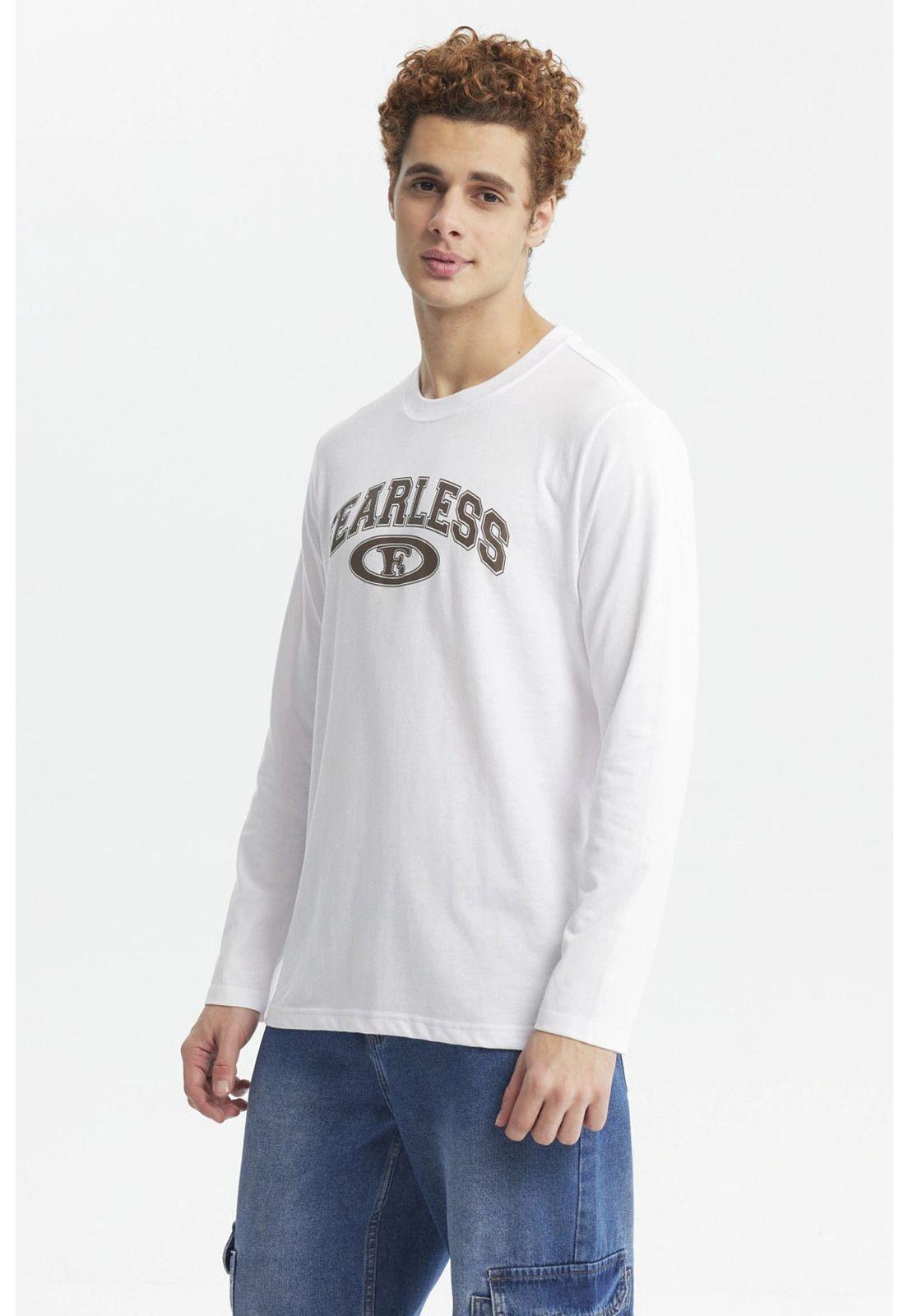 Polera Hombre Larga Con Print Blanco-1