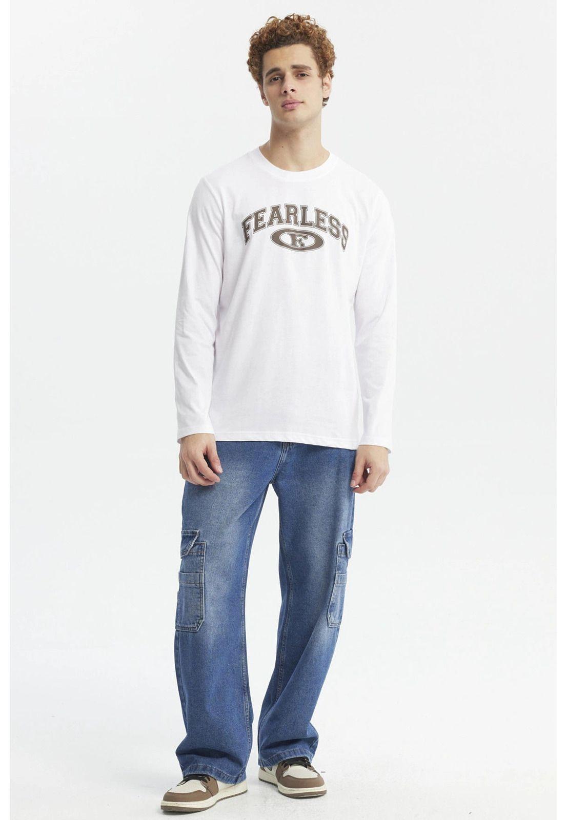 Polera Hombre Larga Con Print Blanco-3