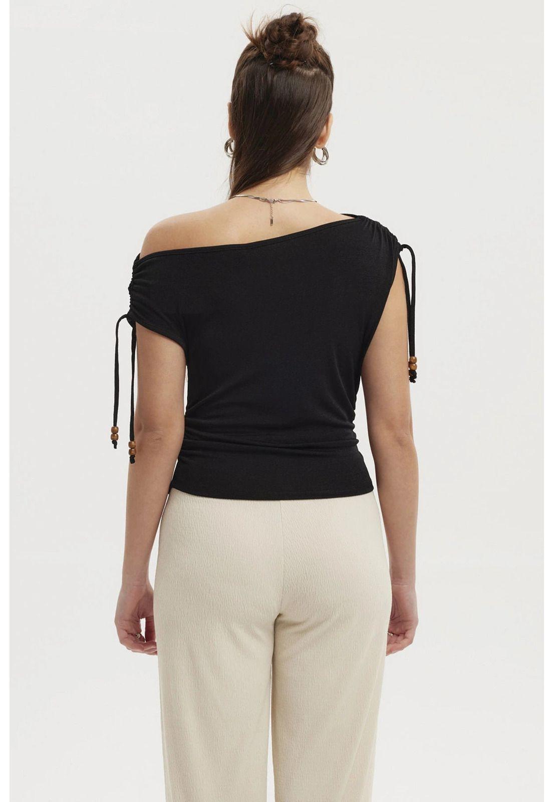Polera Mujer Ajustado Nudo Negro-2