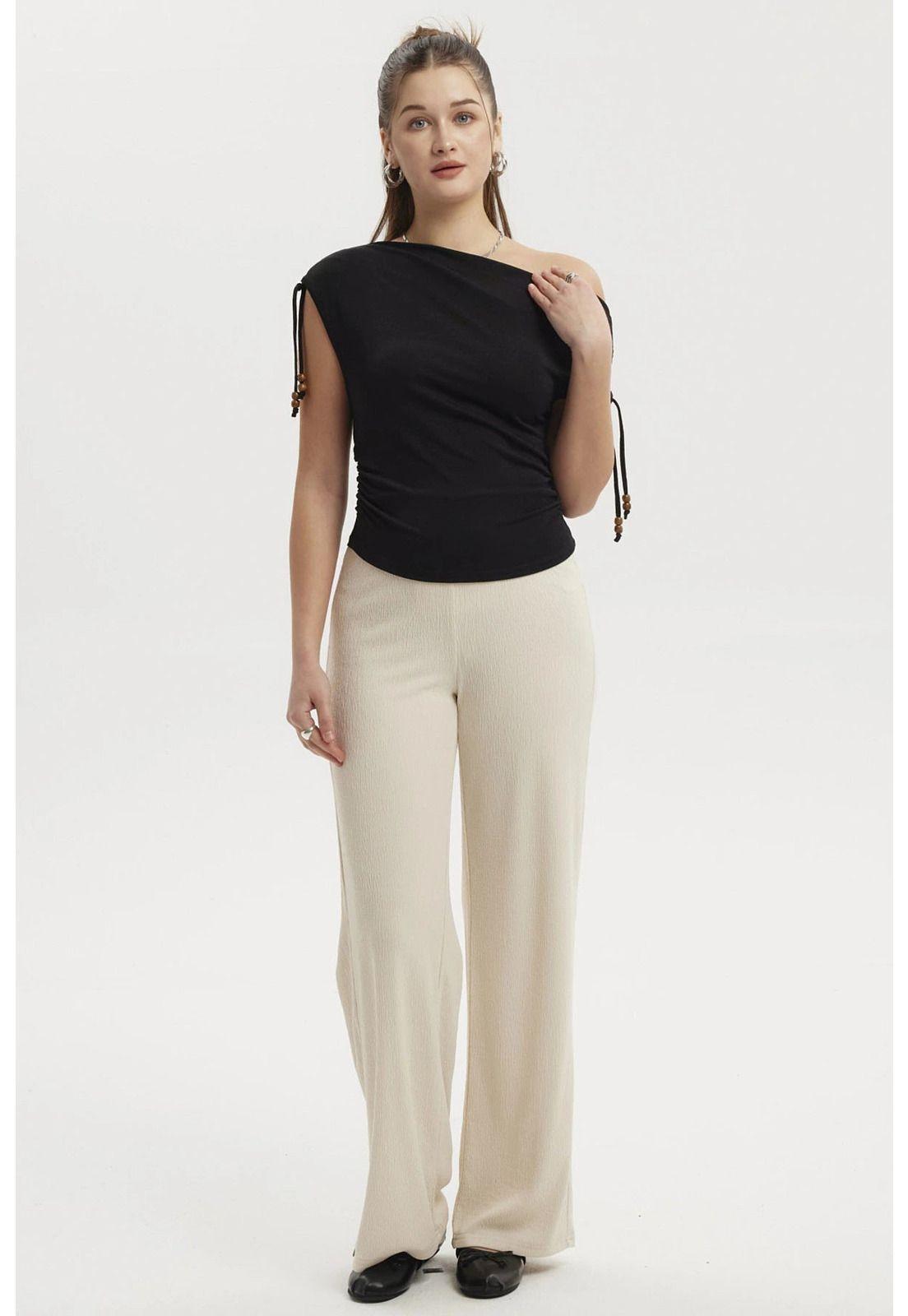 Polera Mujer Ajustado Nudo Negro-3