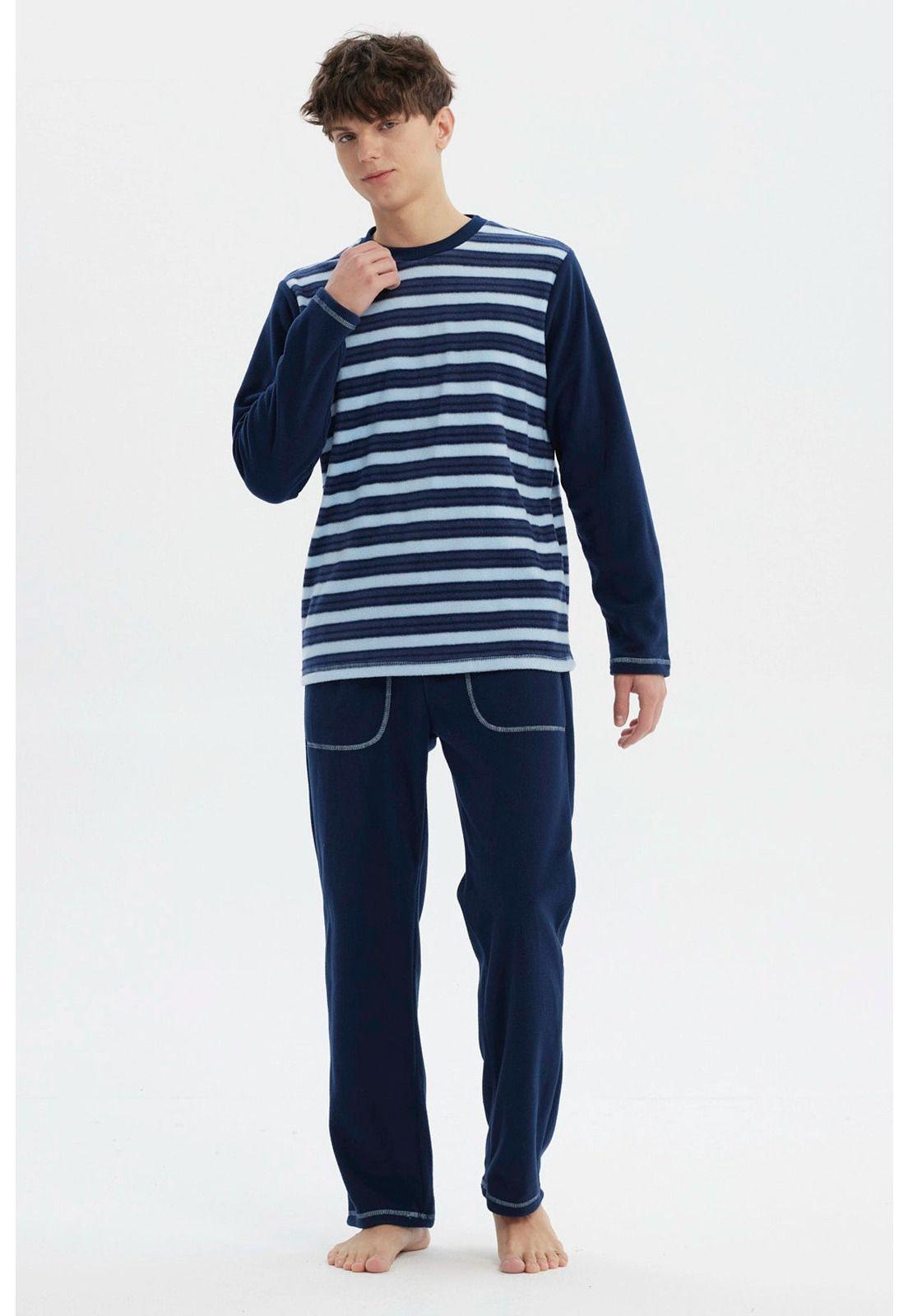 Pijama Hombre Pijama Polera Y Pantalón Azul - ll-0