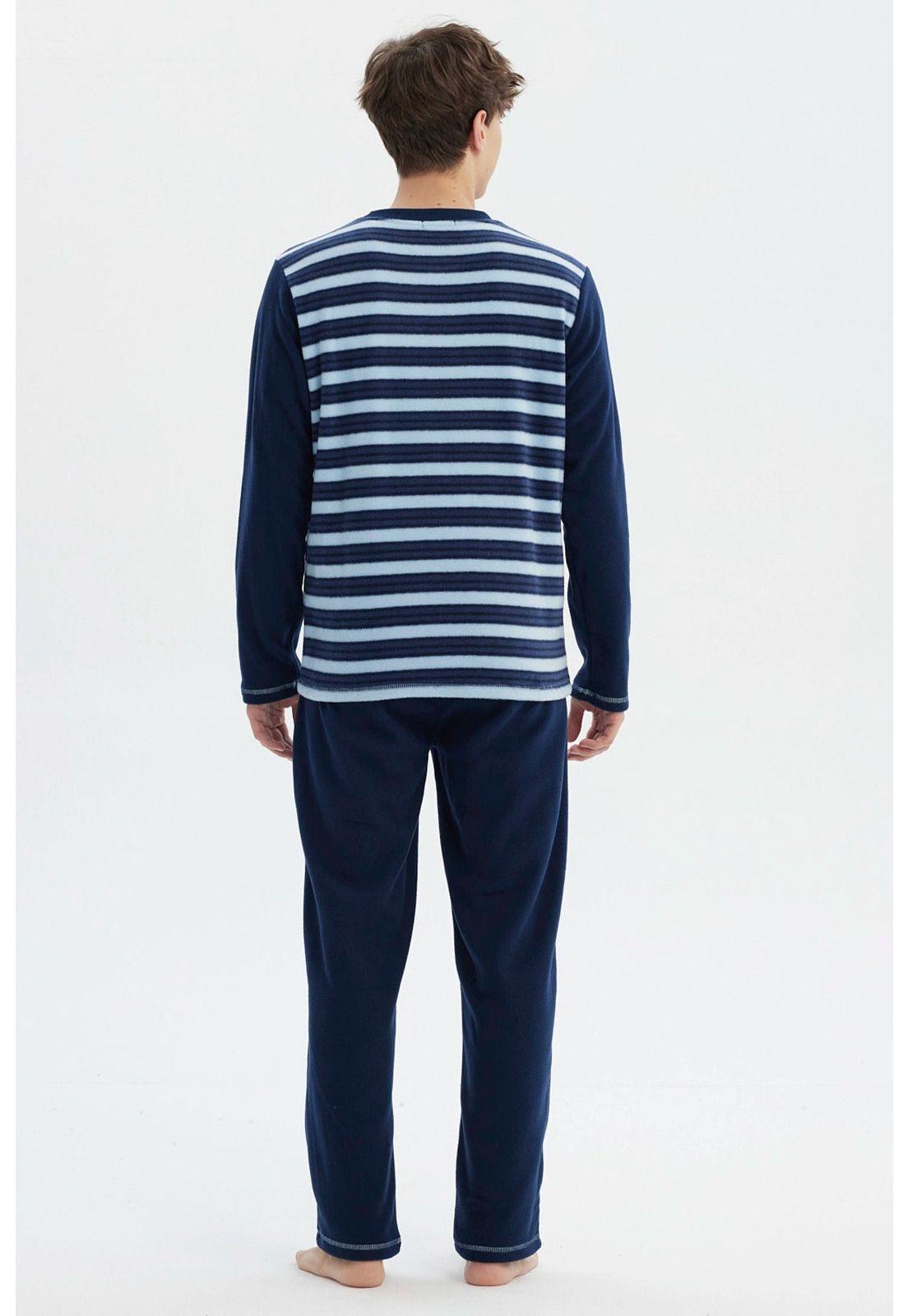 Pijama Hombre Pijama Polera Y Pantalón Azul - ll-1