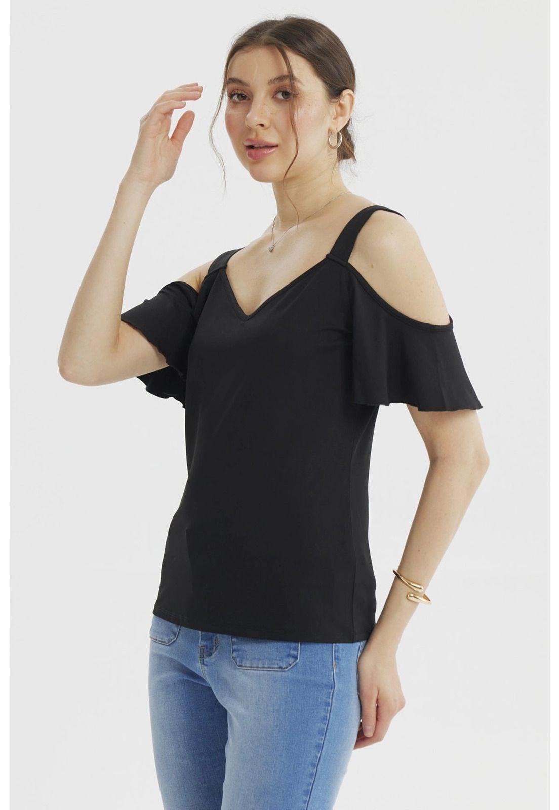 Polera Mujer Ajustado Negro- ll-1
