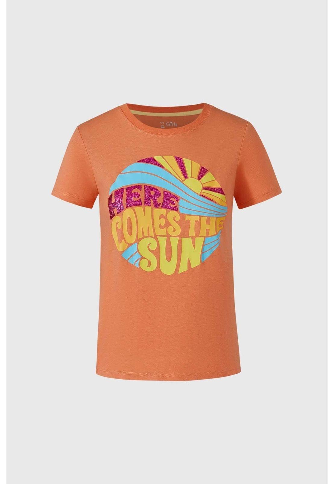 Polera Niña Print Naranjo I-0