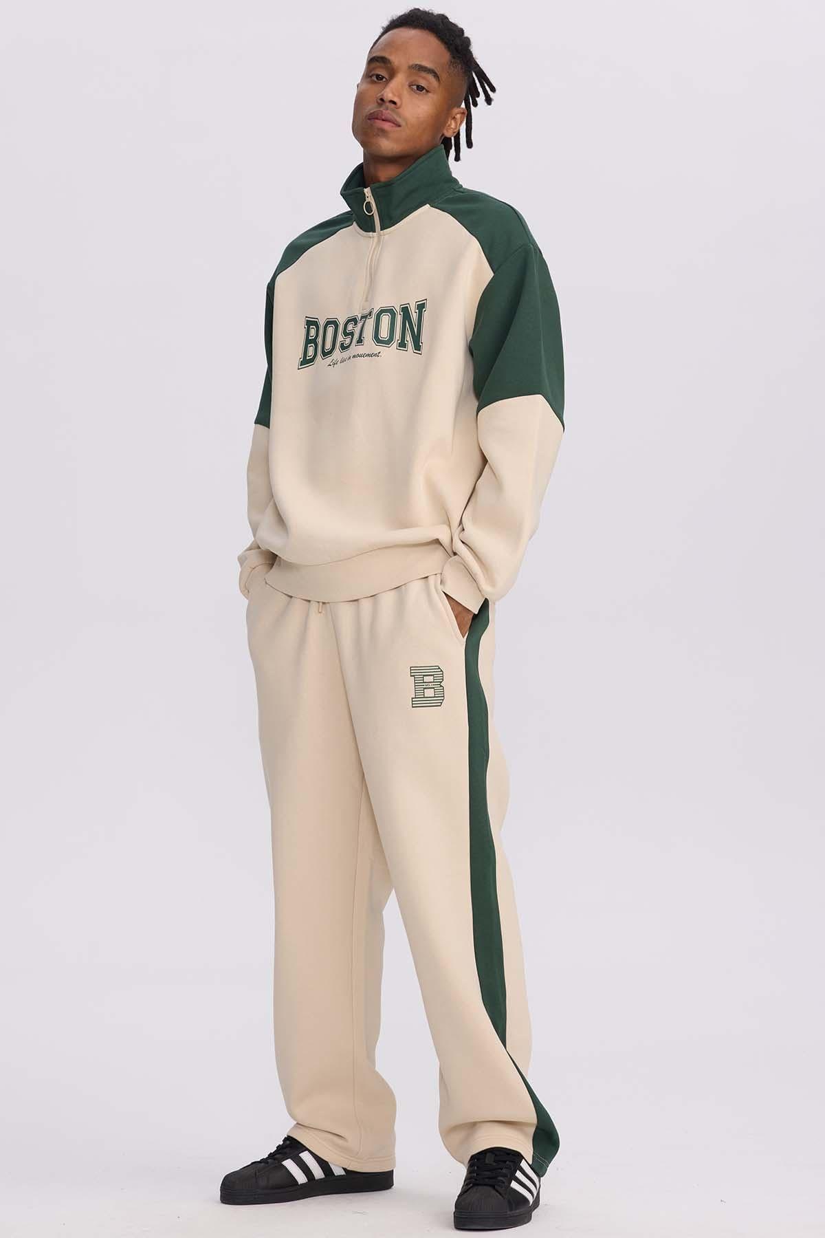 Polerón Hombre Half Zipper Beige-3
