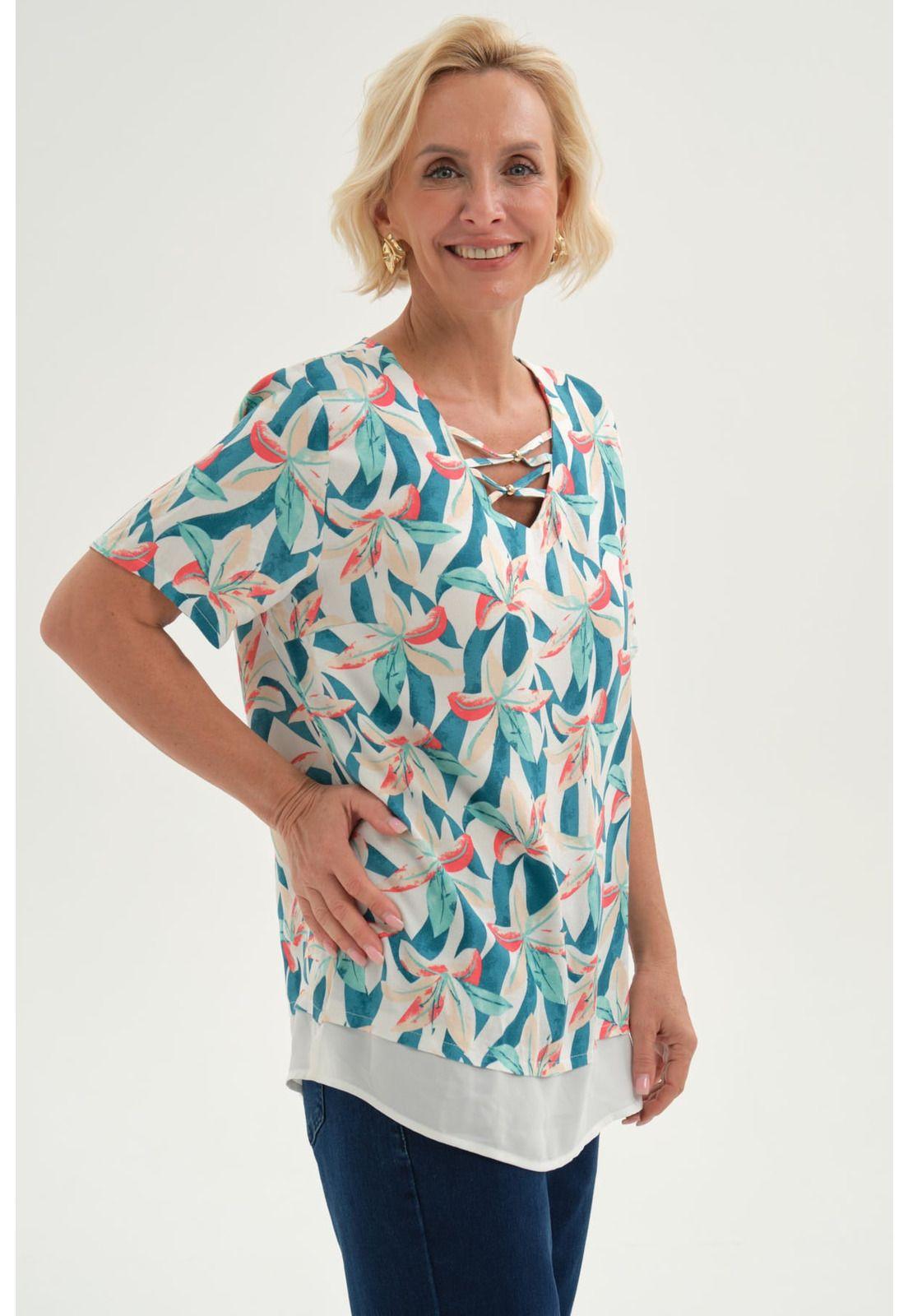 Blusa Mujer Blusa Detalle Escote Crudo-1