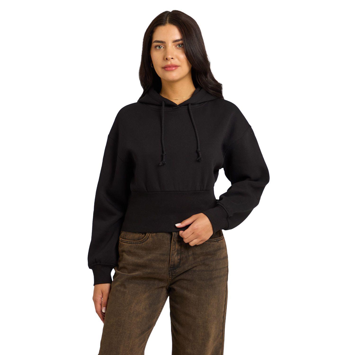 Polerón Mujer Crop Pretina Ancha Negro Fashion's Park-0