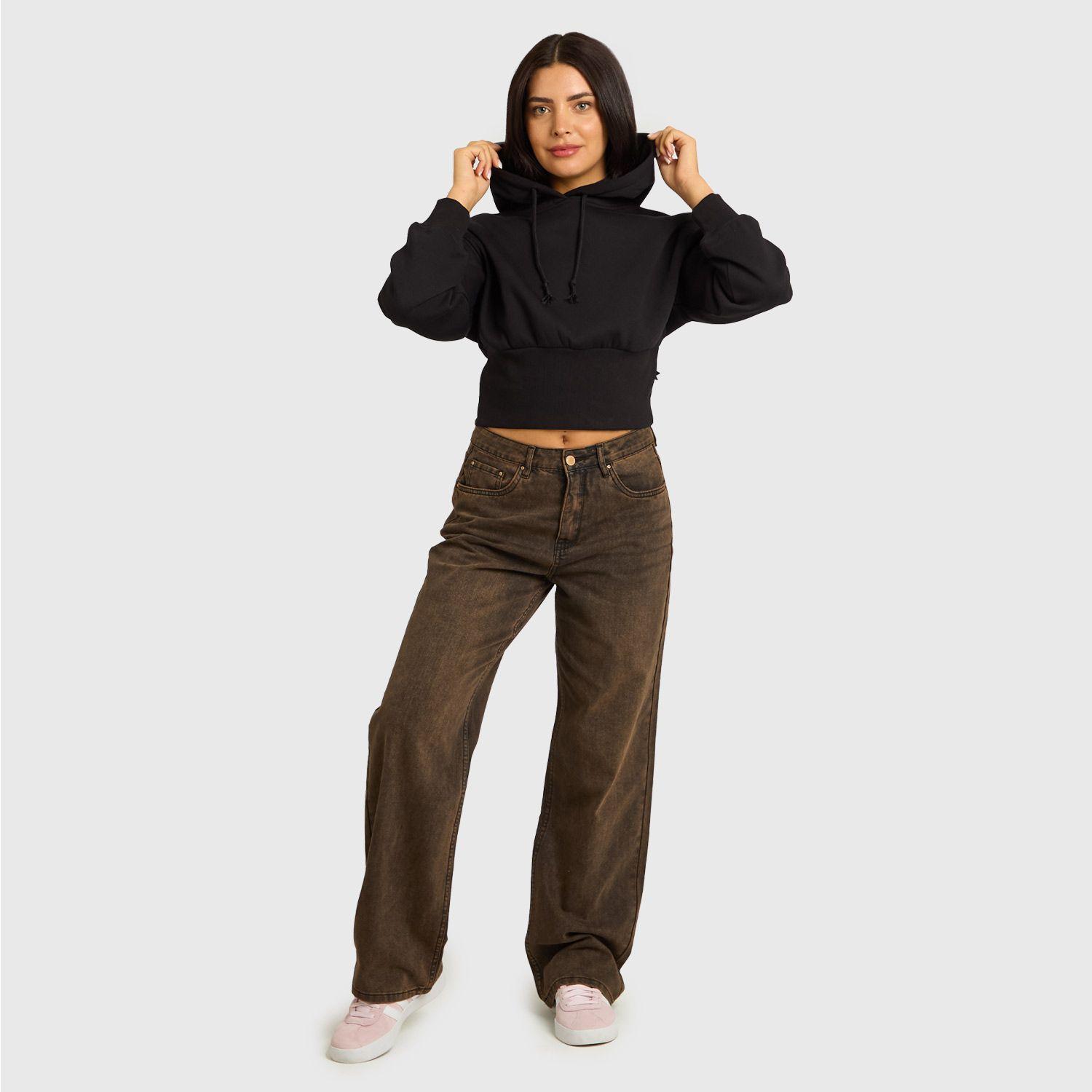 Polerón Mujer Crop Pretina Ancha Negro Fashion's Park-3