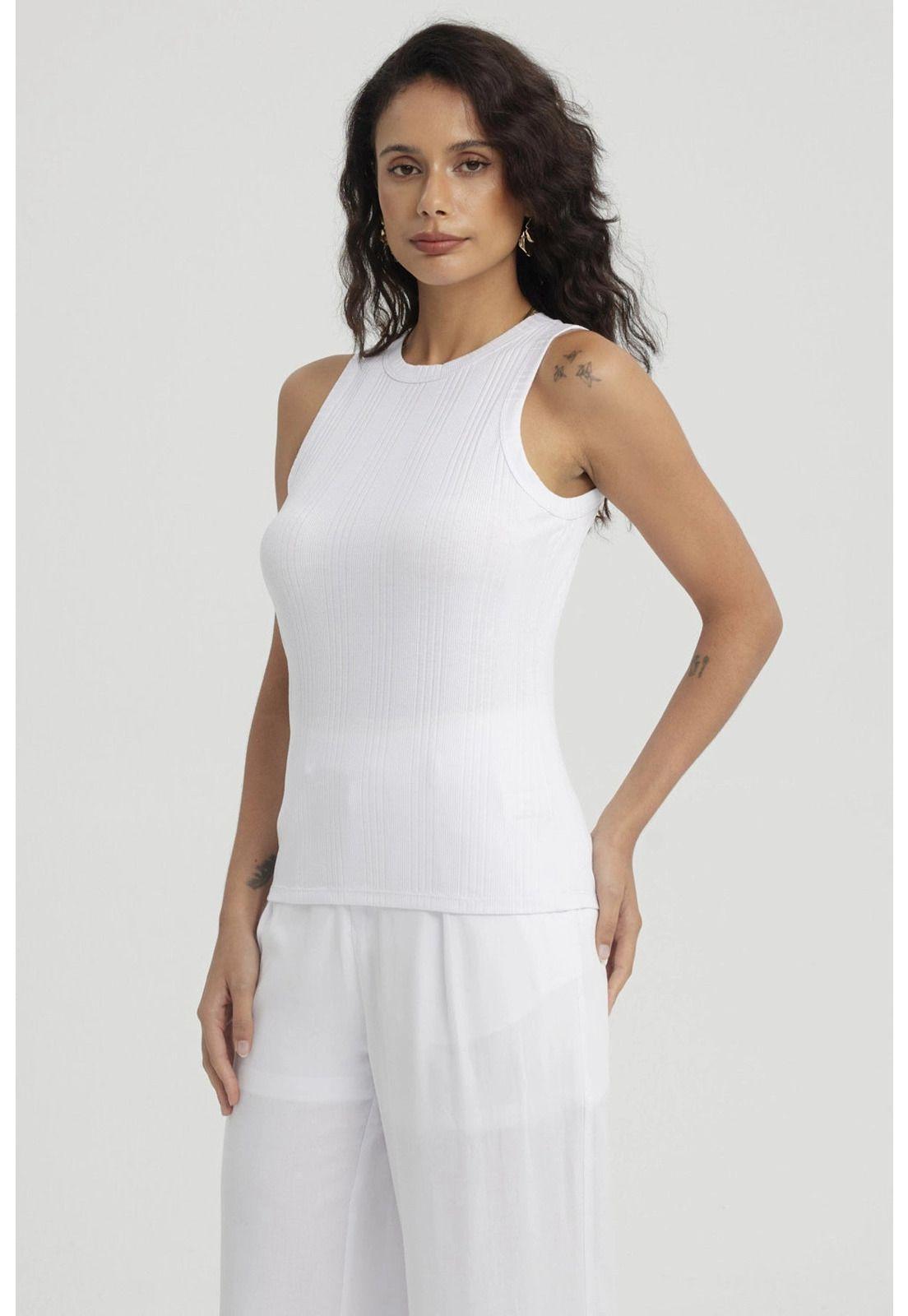 Polera Mujer Rib Lisa Blanco - ll-1